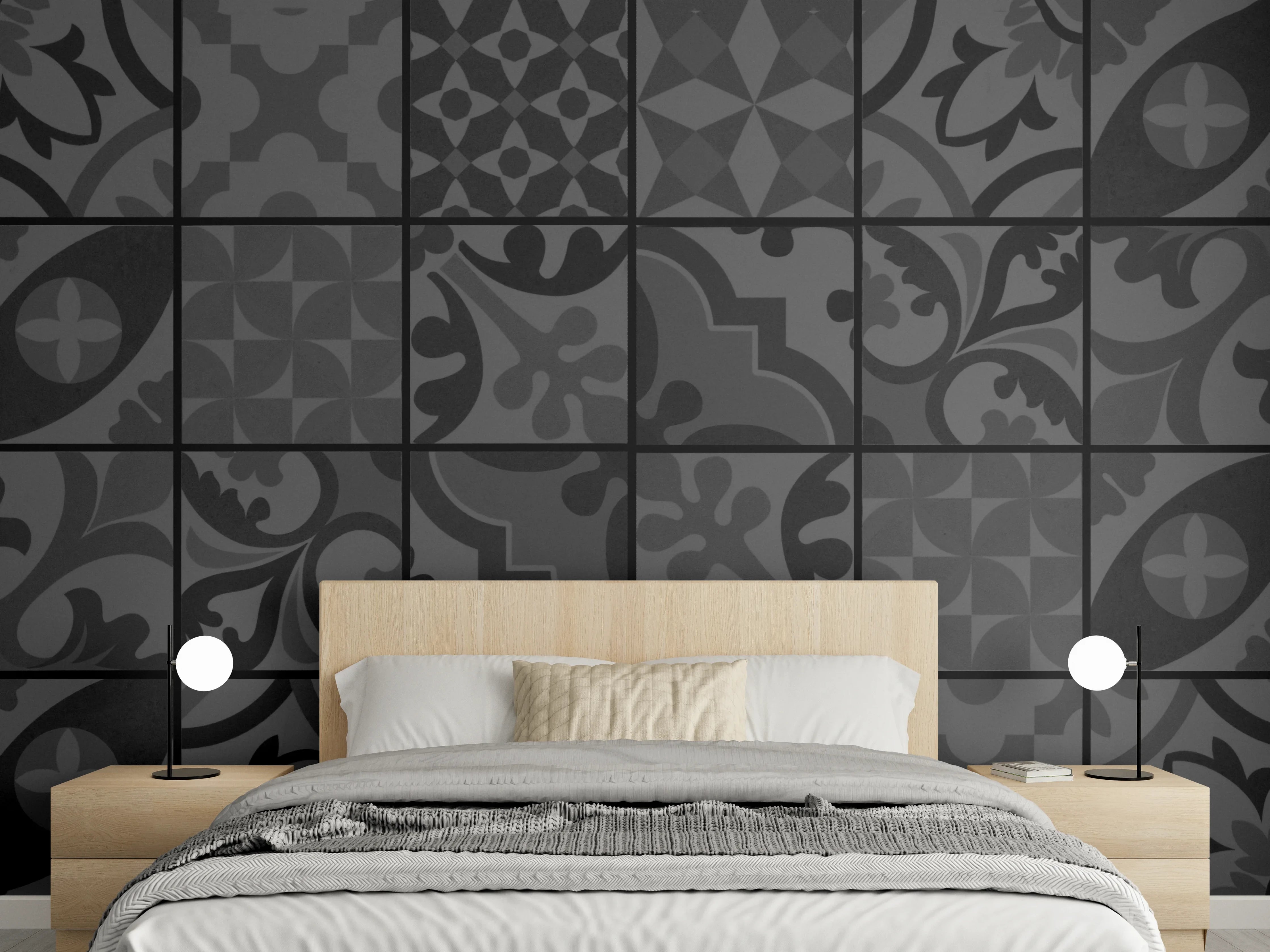 Wandverkleidung Schlafzimmer - Anthrazit Mosaik Fliesentextur
