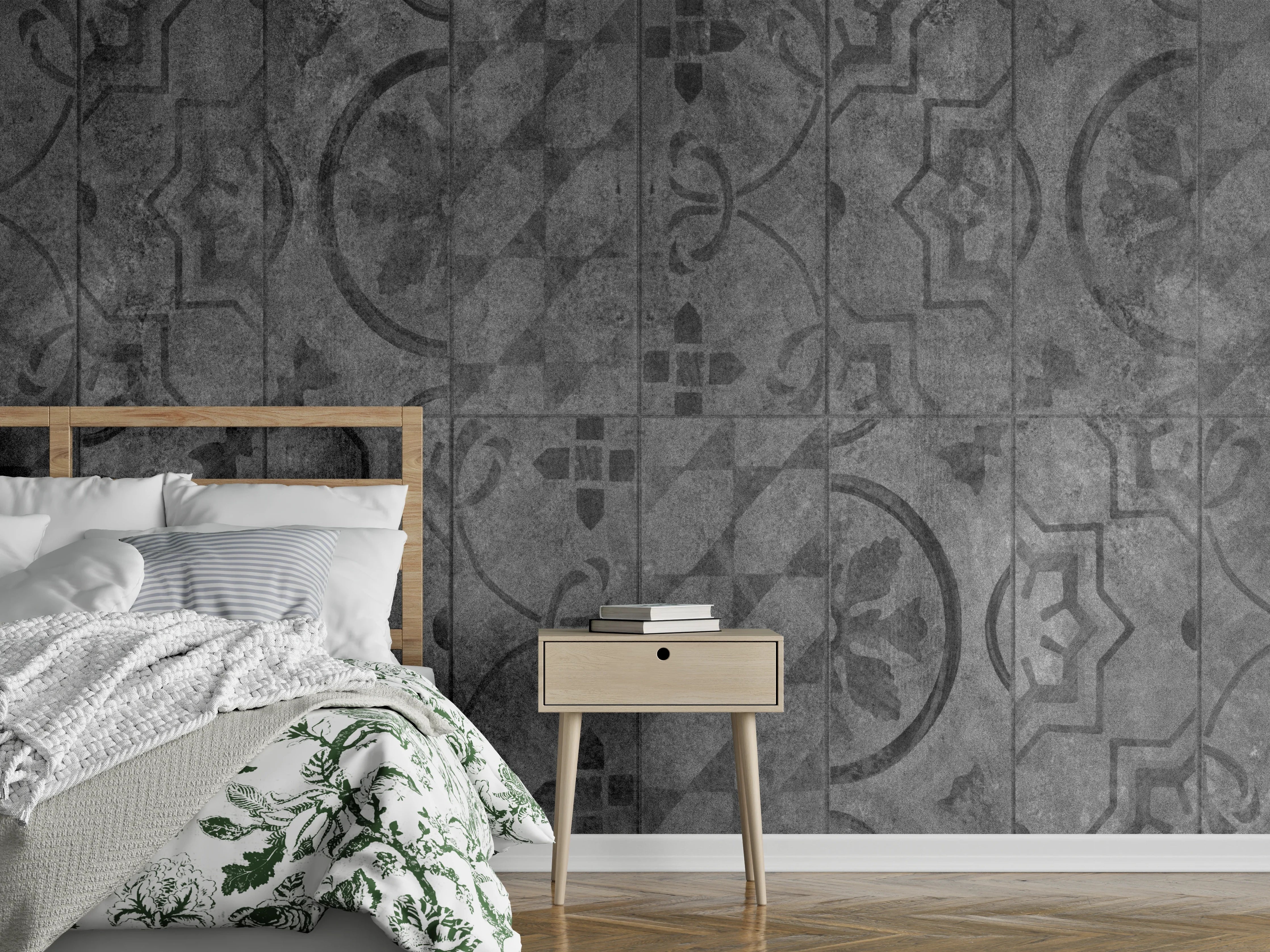 Wandverkleidung Schlafzimmer - Antik Graue Fliesen Struktur
