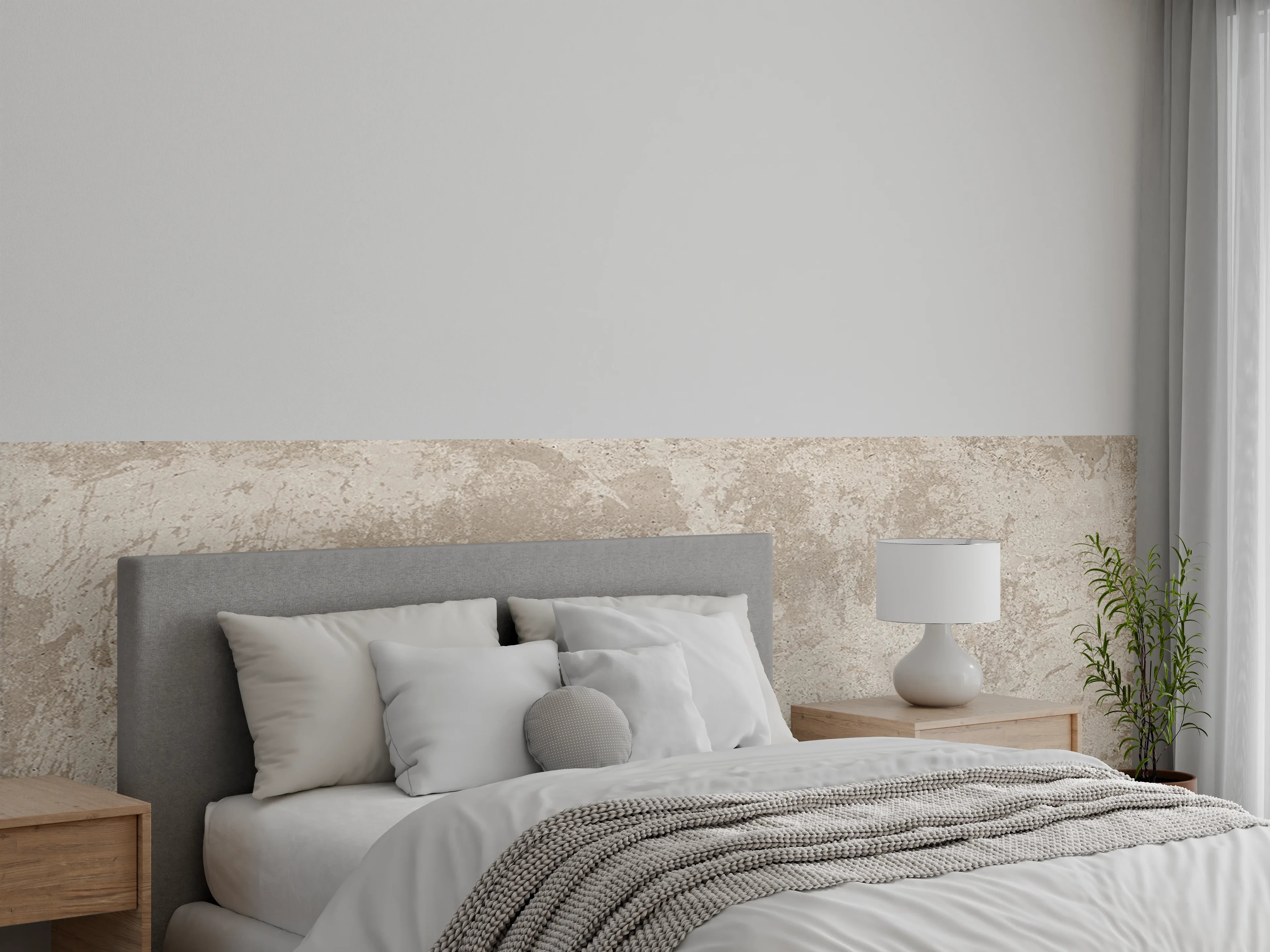 Wandverkleidung Schlafzimmer - Antik beige Betonwand