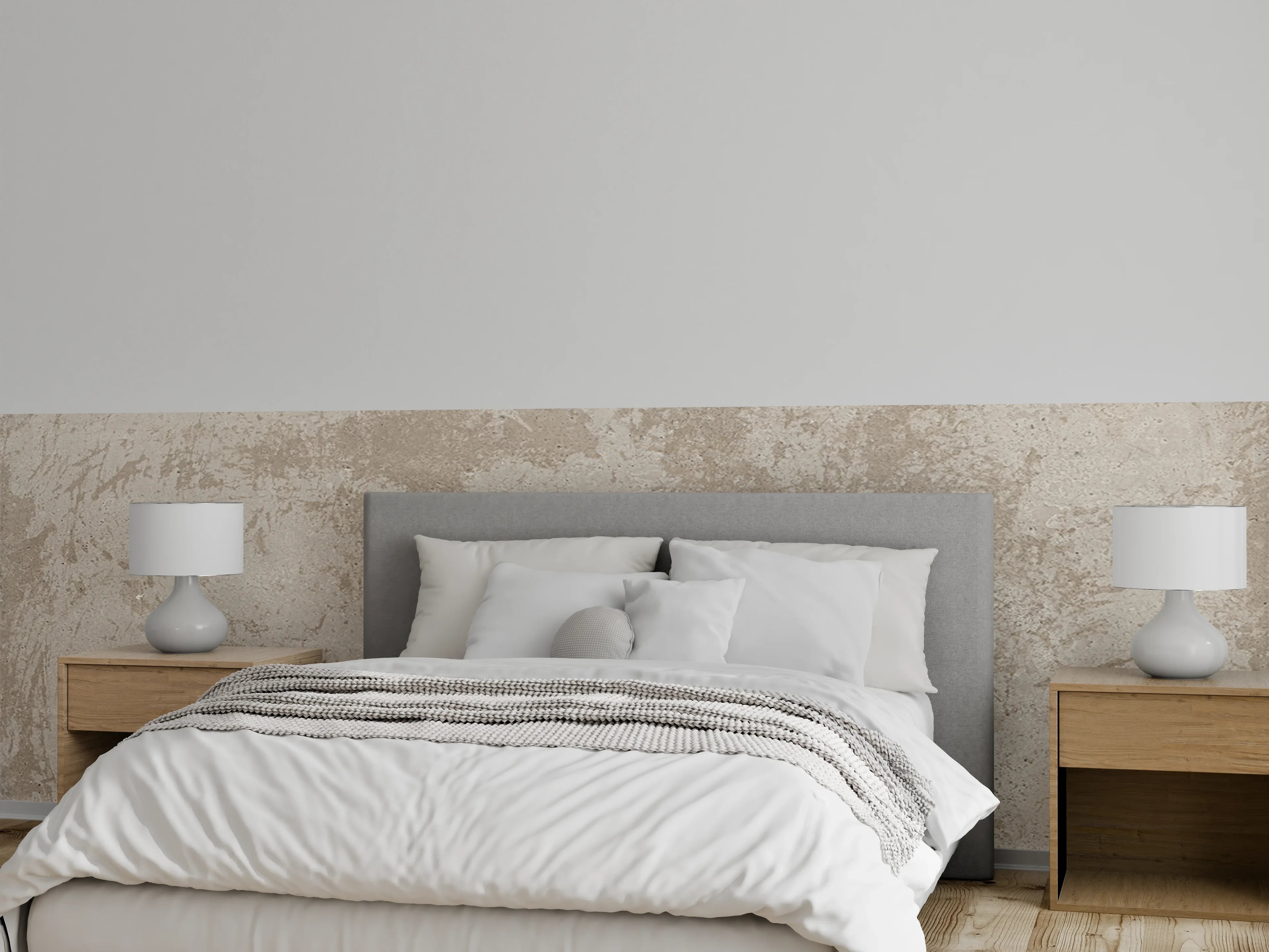Wandverkleidung Schlafzimmer - Antik beige Betonwand