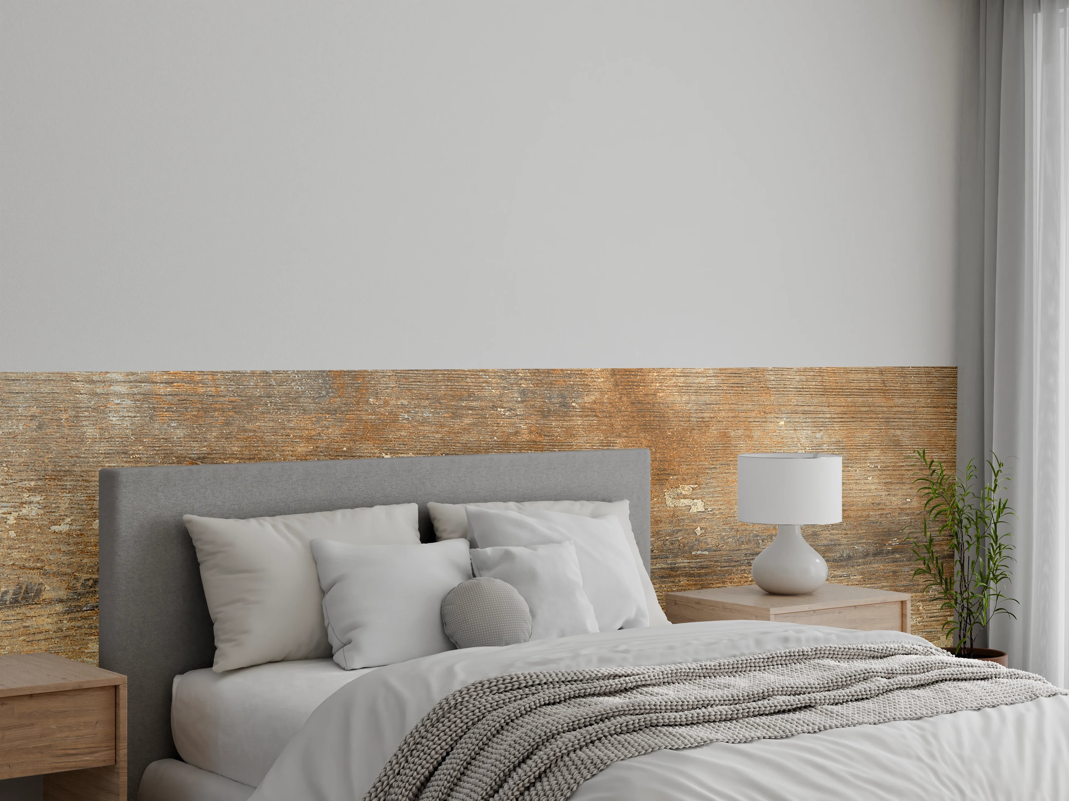 Wandverkleidung Schlafzimmer - Antike Eichenholz-Textur