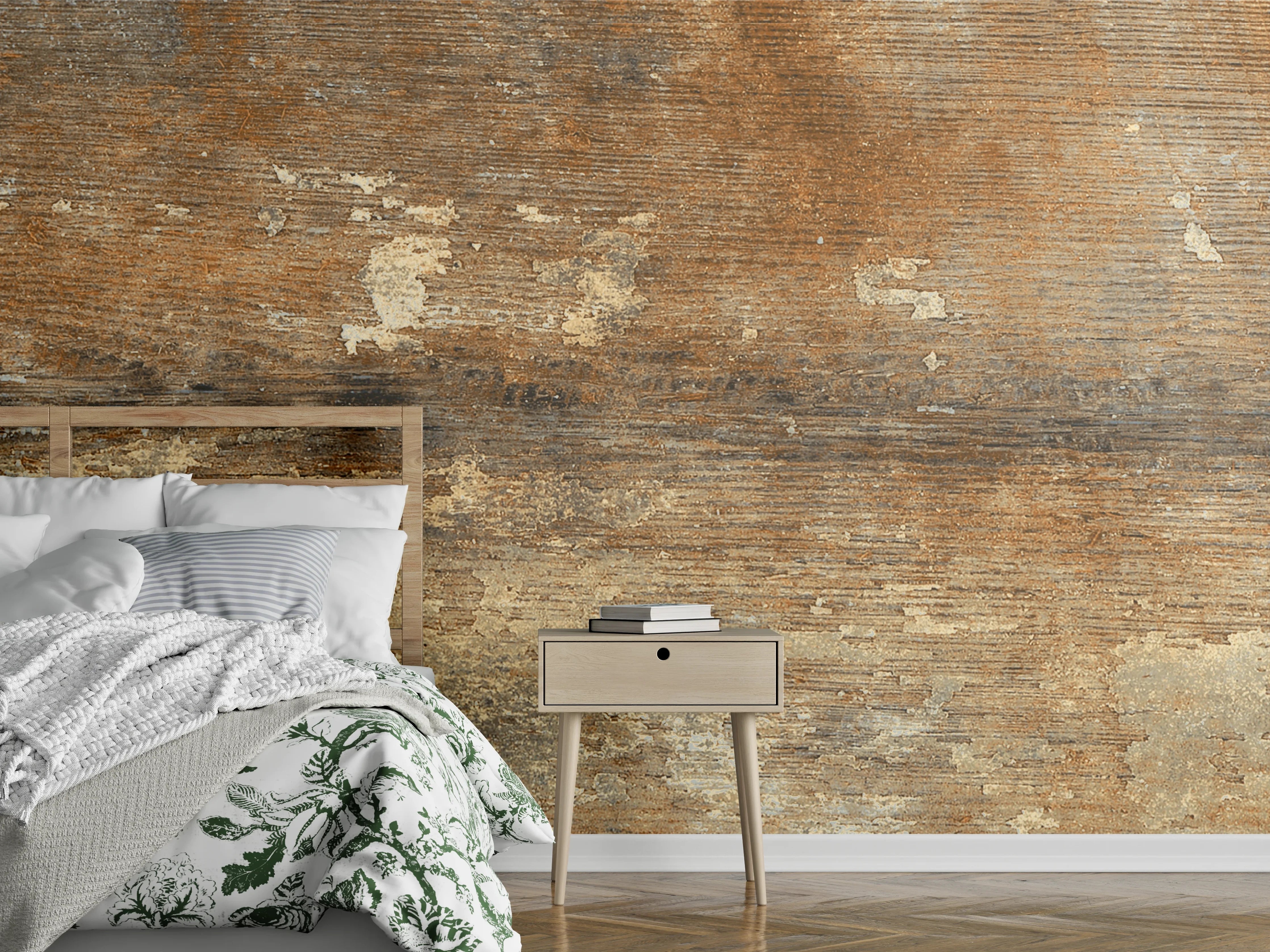 Wandverkleidung Schlafzimmer - Antike Eichenholz-Textur
