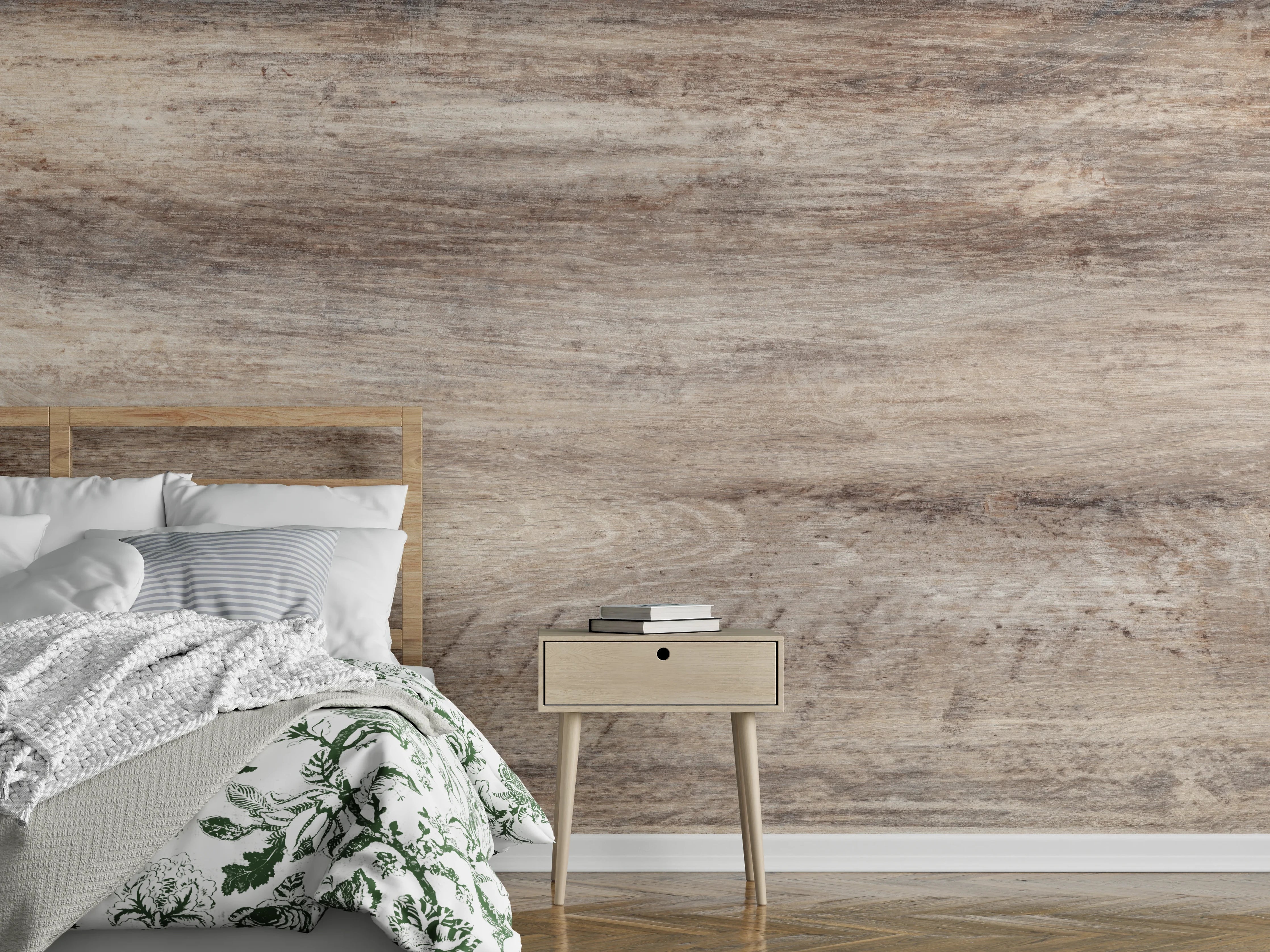 Wandverkleidung Schlafzimmer - Antike Holztextur