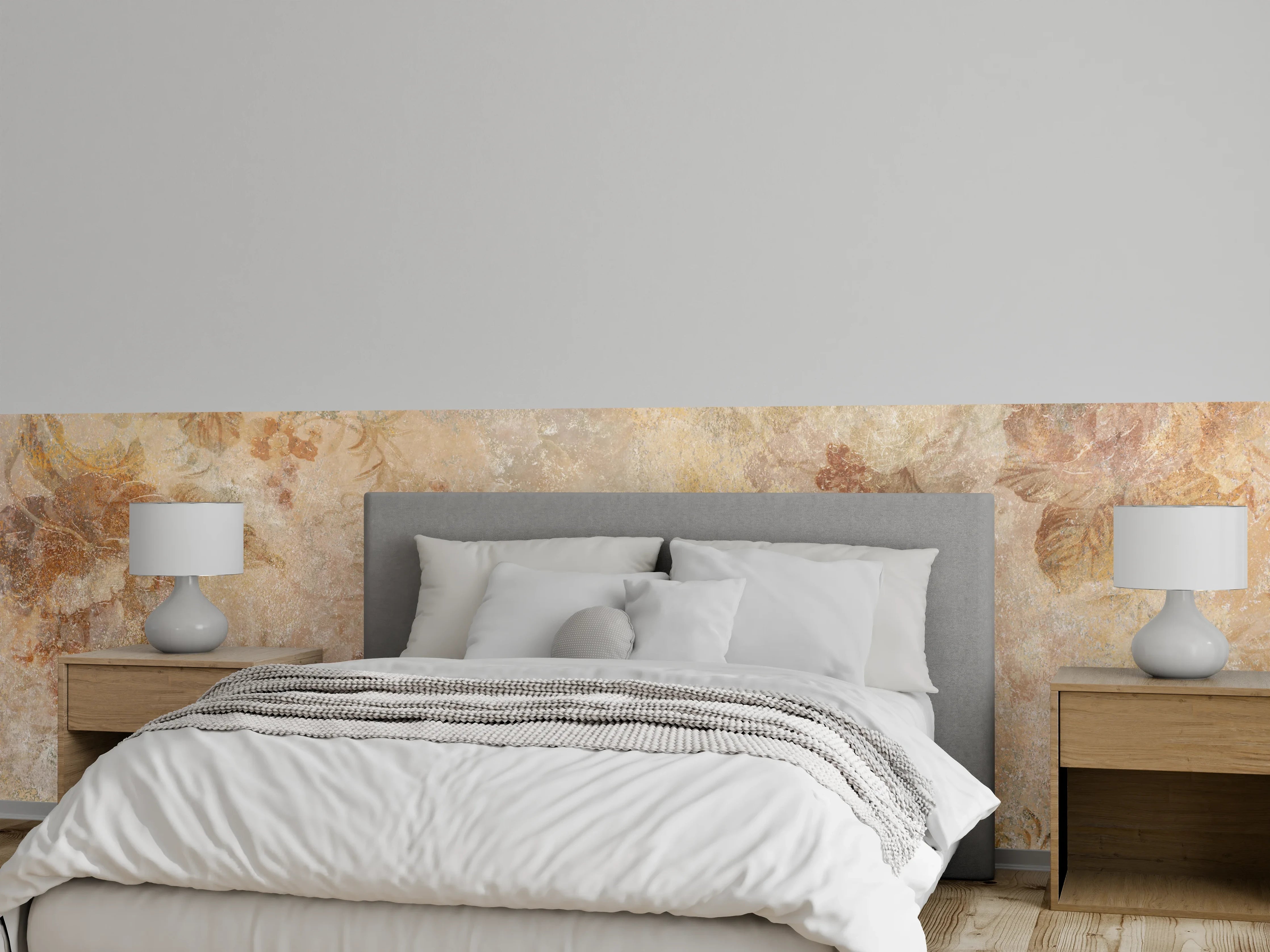 Wandverkleidung Schlafzimmer - Antikes Blumen Design