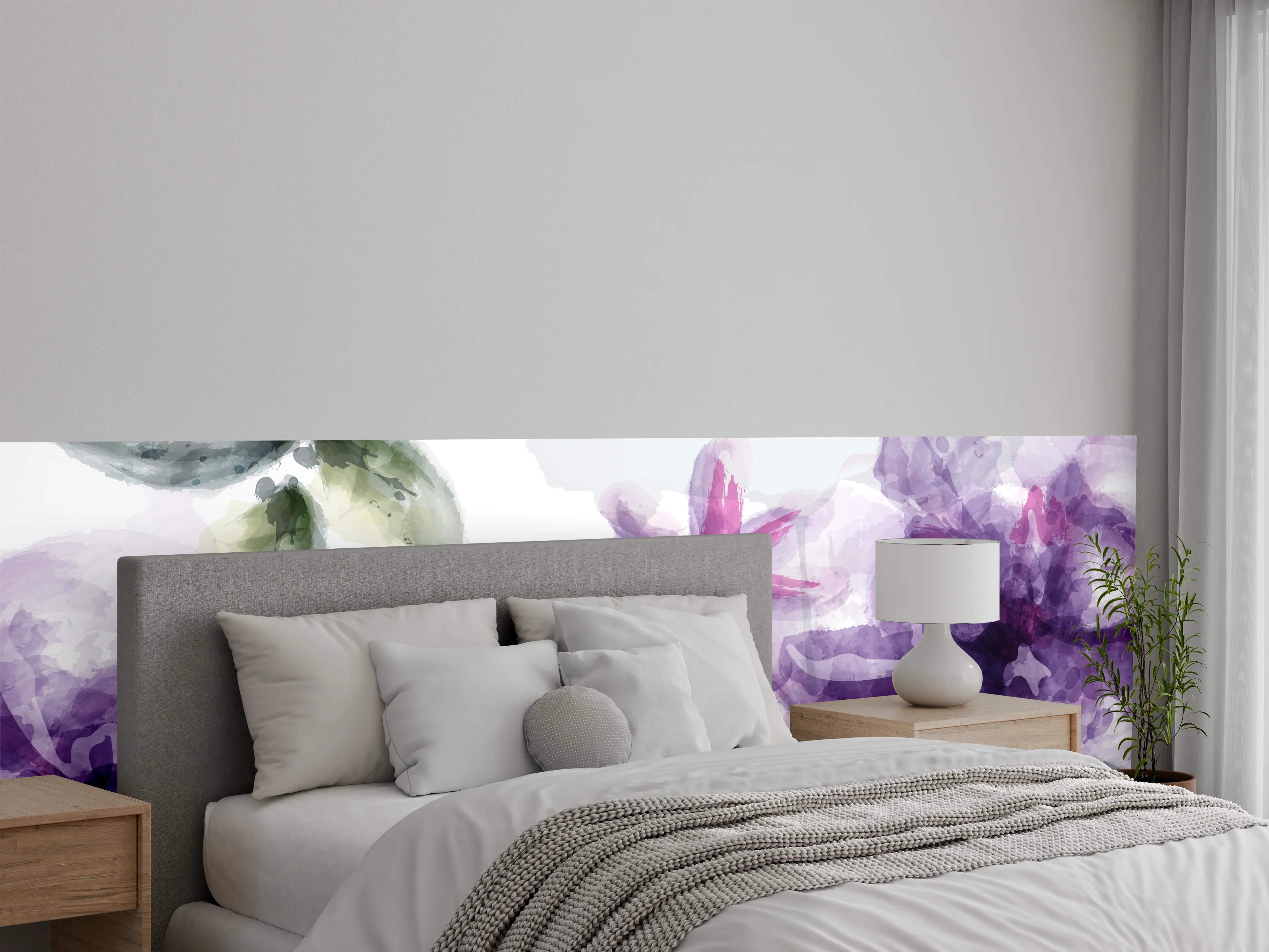 Wandverkleidung Schlafzimmer - Aquarall Blumen