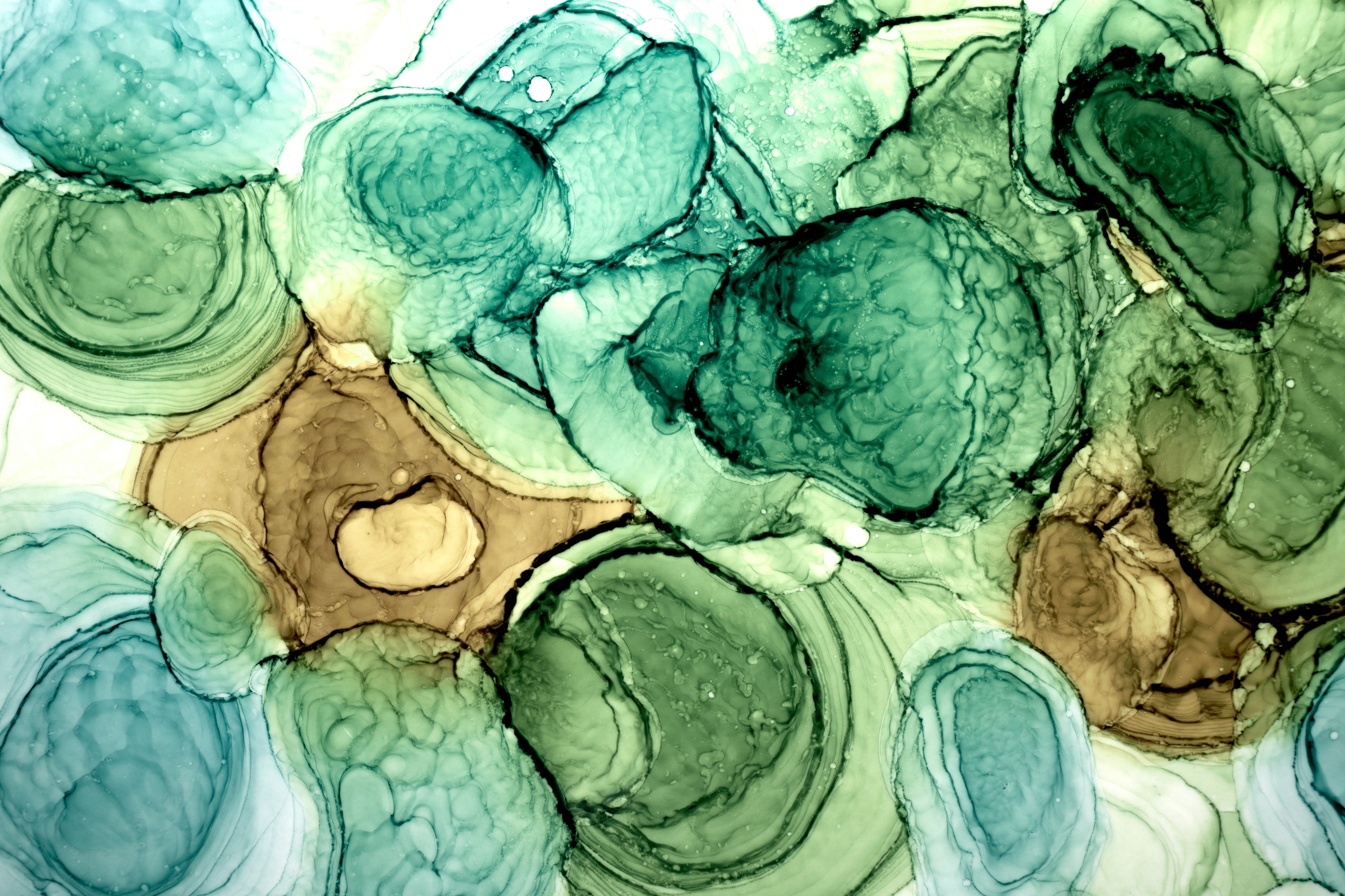 Wandverkleidung Schlafzimmer-Aquarell Abstrakt Grün Beige Braun