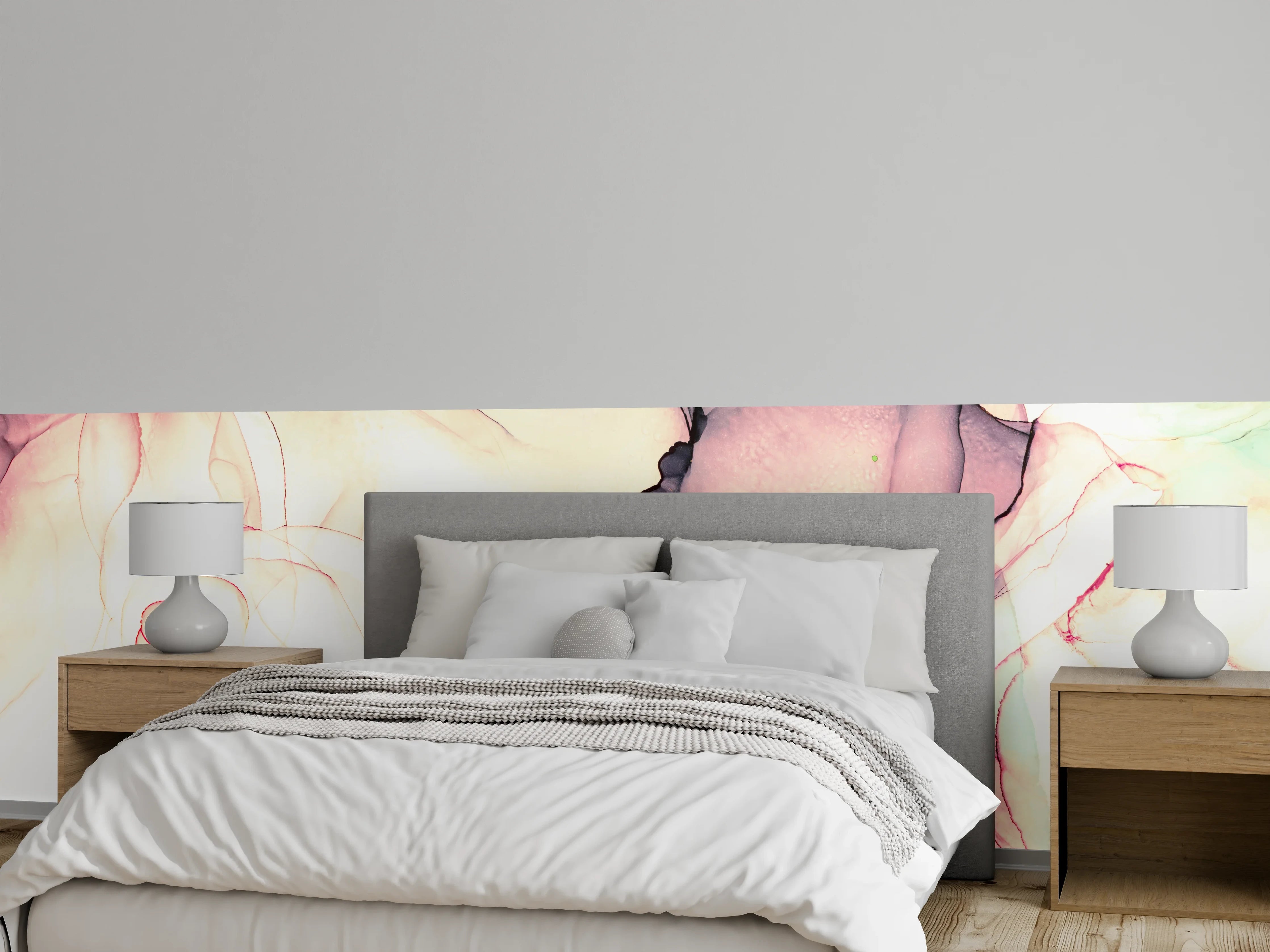 Wandverkleidung Schlafzimmer - Aquarell Abstrakt in Pastellfarben