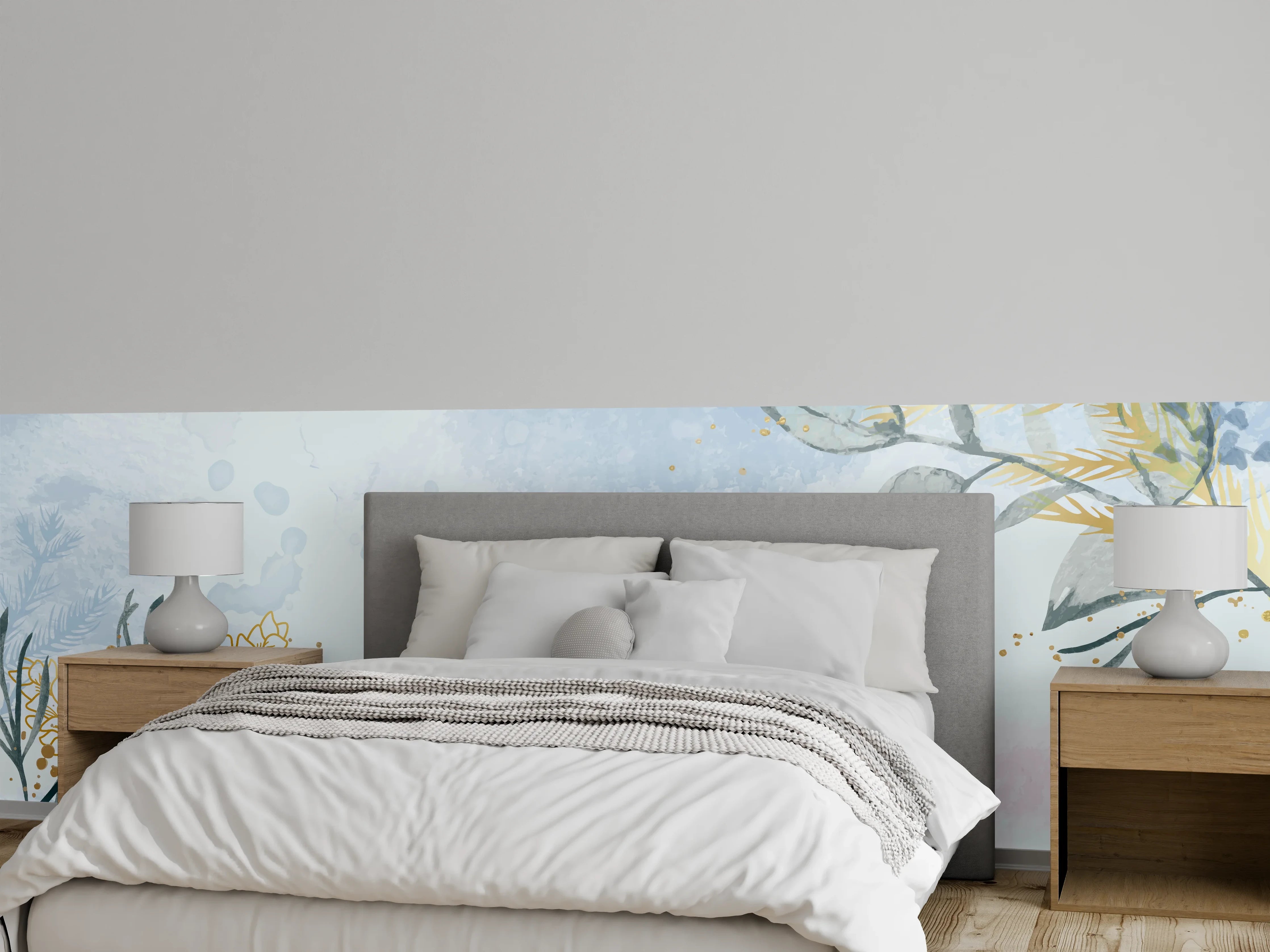 Wandverkleidung Schlafzimmer - Aquarell Blüten Pastell