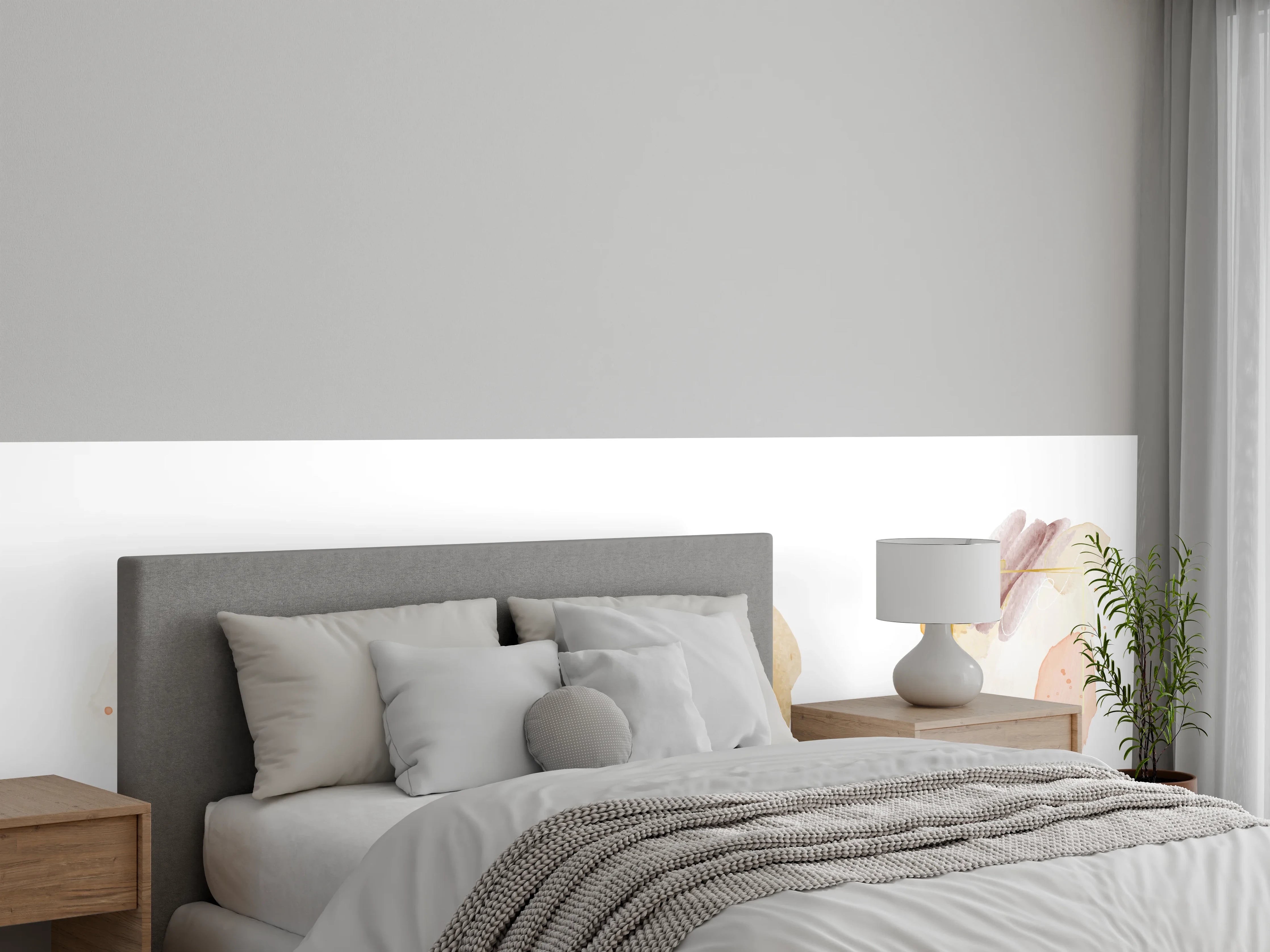 Wandverkleidung Schlafzimmer - Aquarell Gold Rahmen Pastell