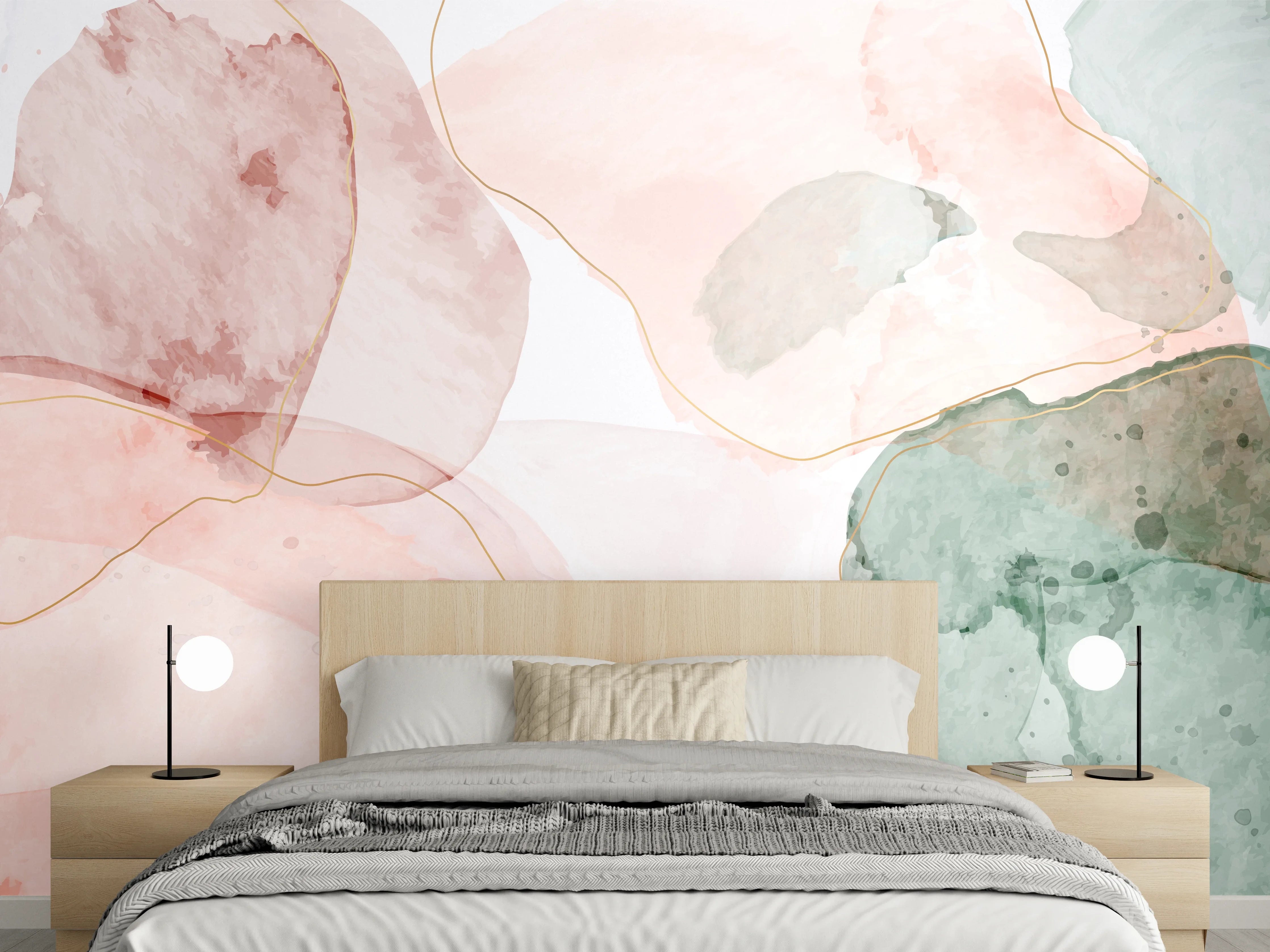 Wandverkleidung Schlafzimmer - Aquarell Pastellfarben Kunst