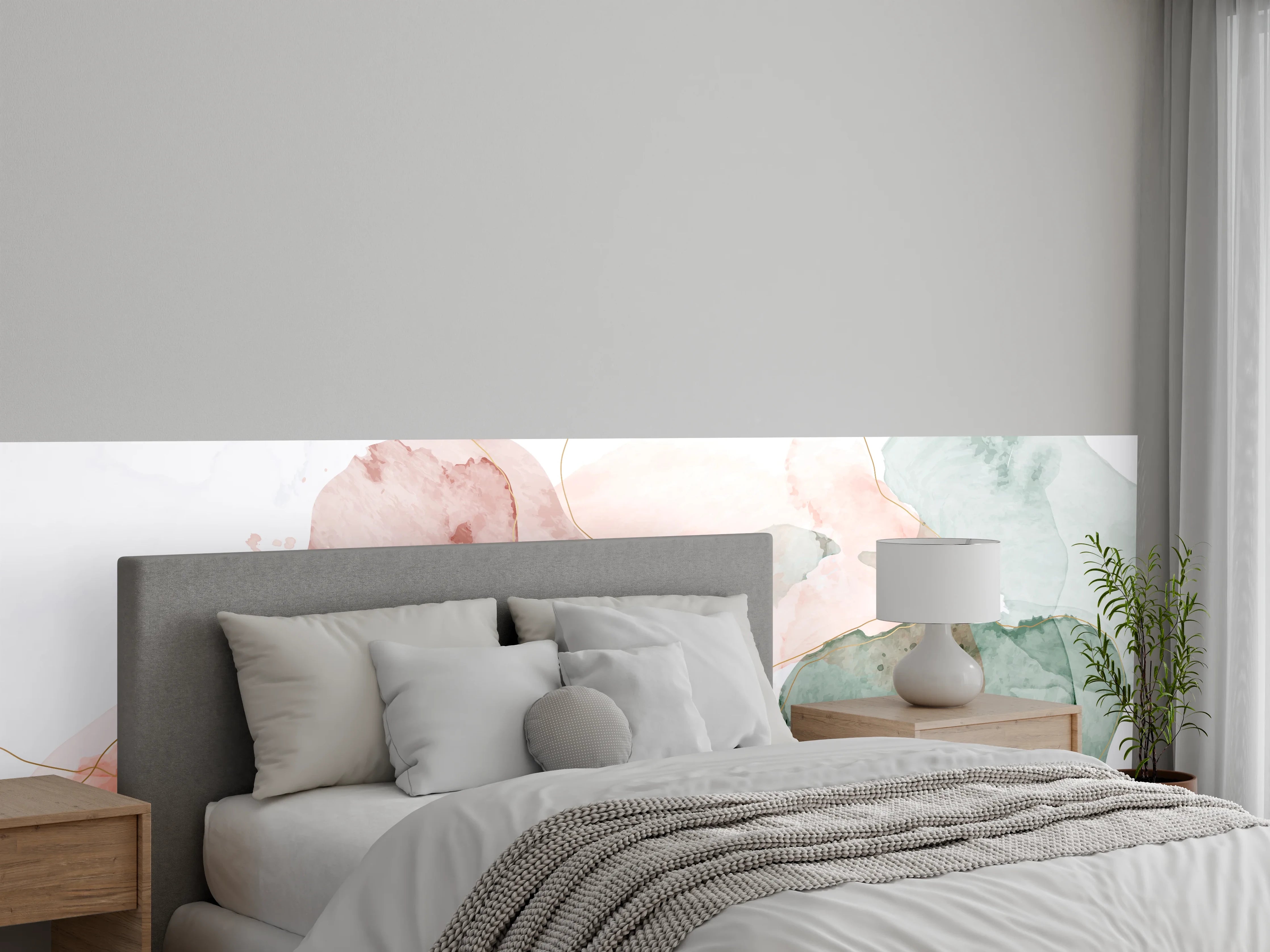 Wandverkleidung Schlafzimmer - Aquarell Pastellfarben Kunst