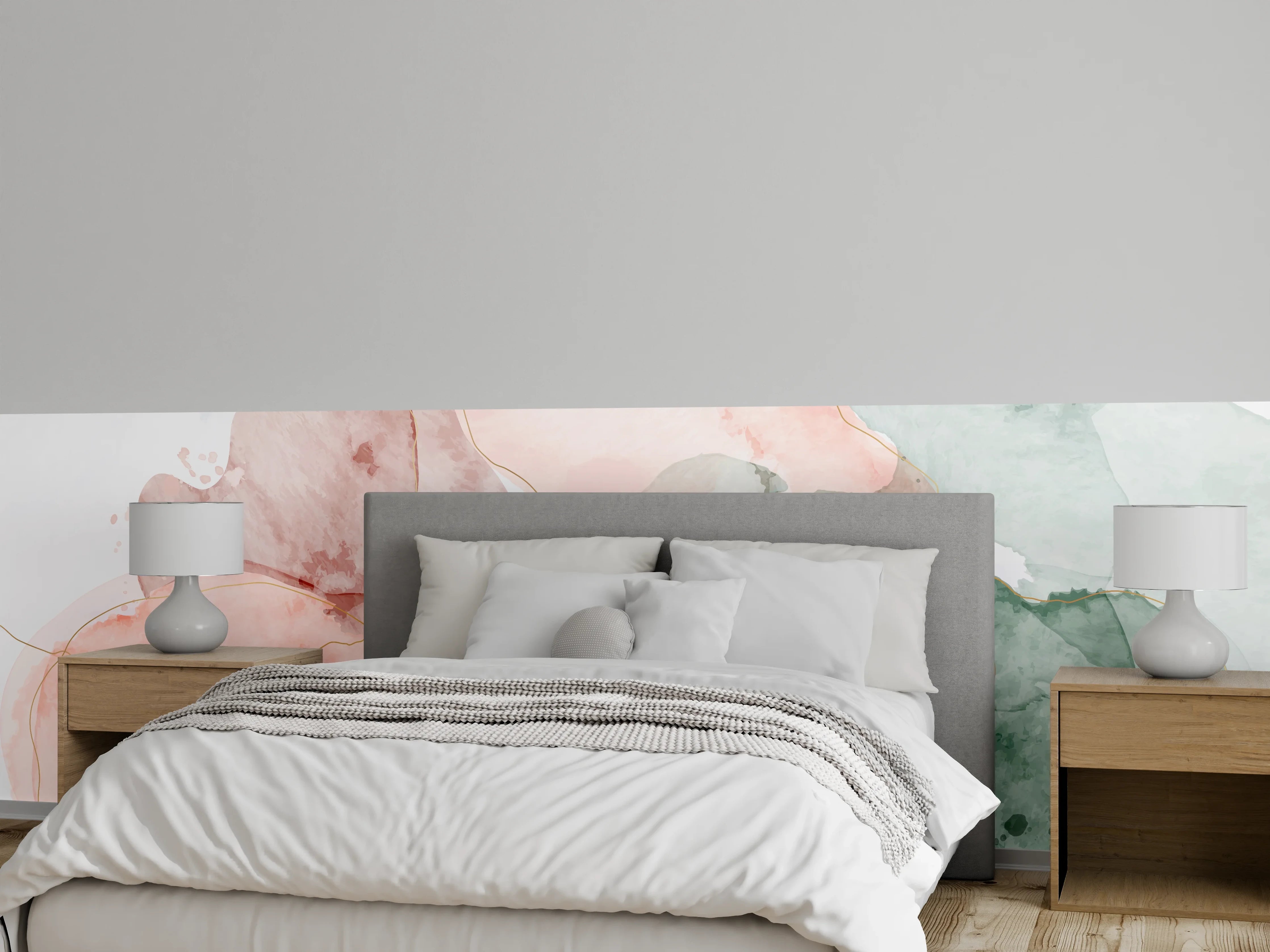 Wandverkleidung Schlafzimmer - Aquarell Pastellfarben Kunst
