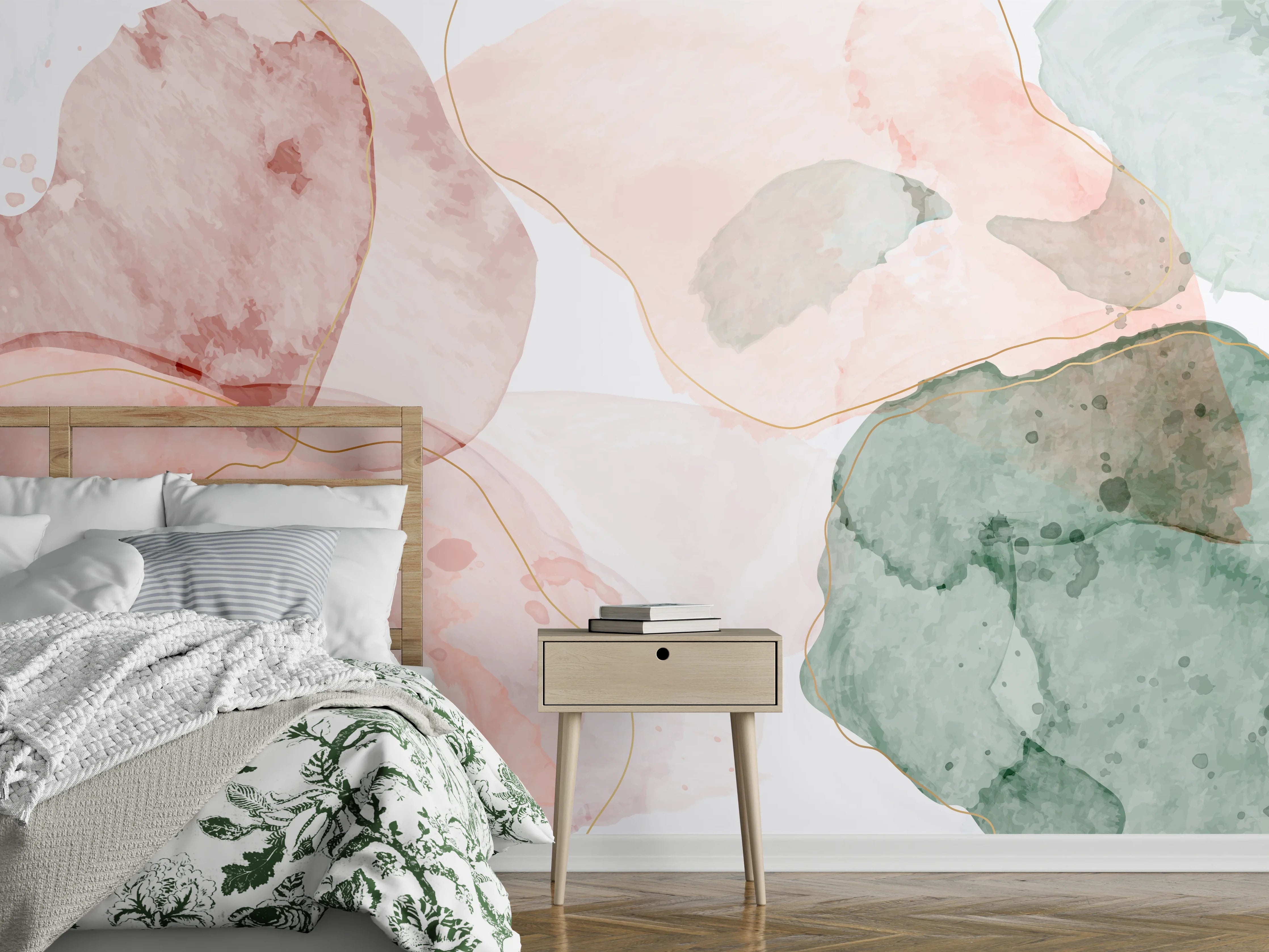 Wandverkleidung Schlafzimmer - Aquarell Pastellfarben Kunst