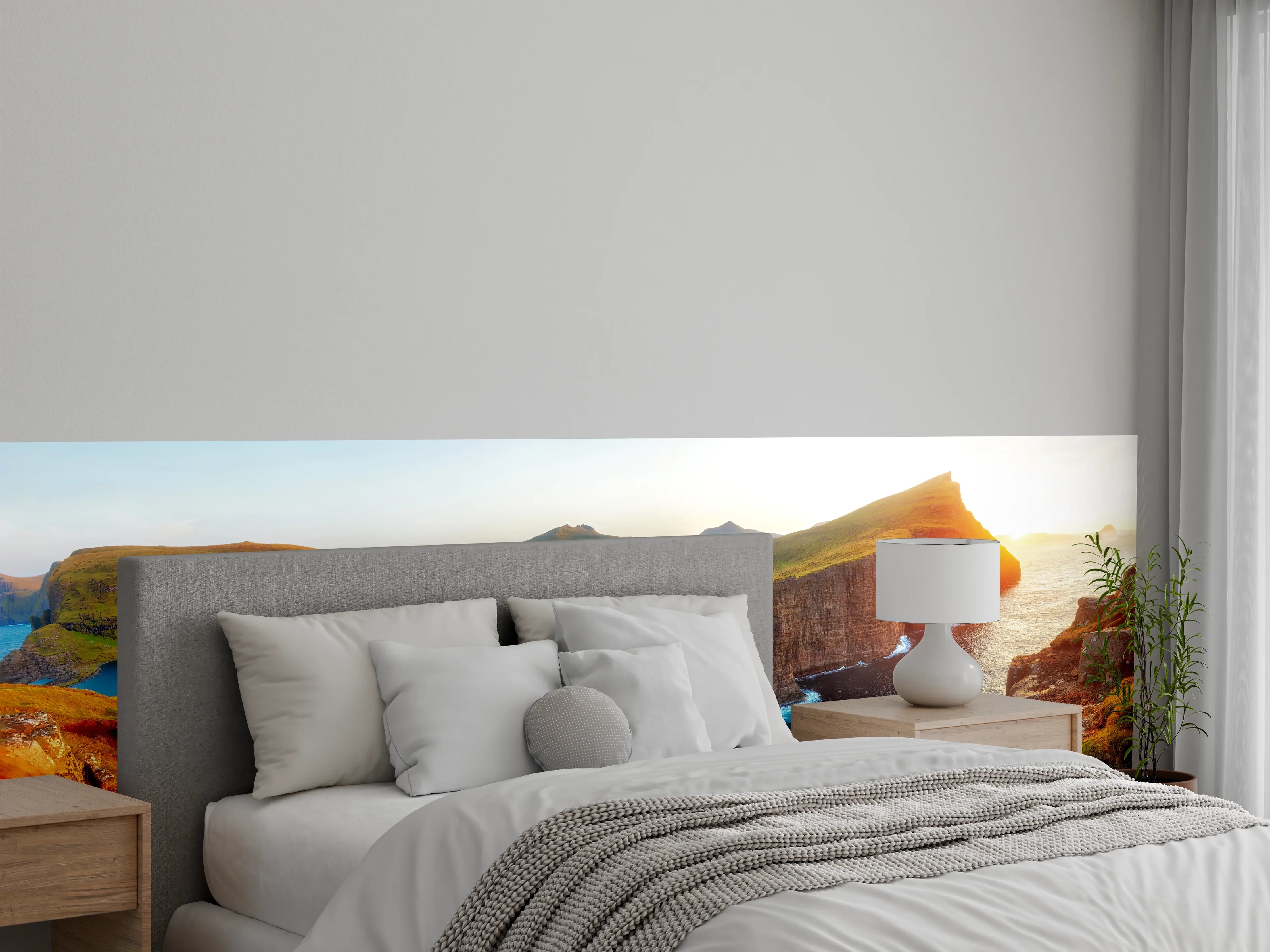 Wandverkleidung Schlafzimmer - Atemberaubende Klippenlandschaft am See