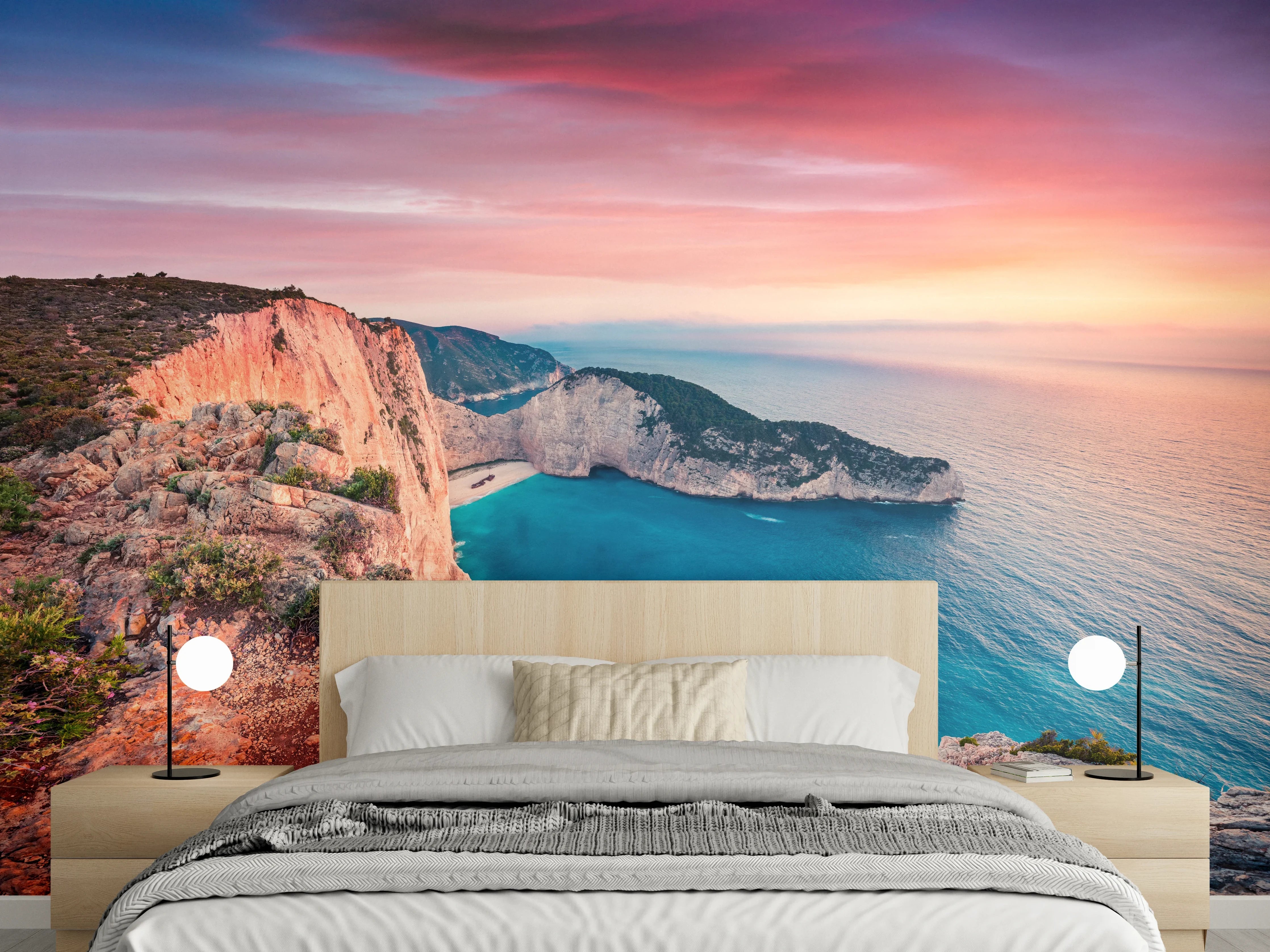 Wandverkleidung Schlafzimmer - Atemberaubende Küstenlandschaft im Sonnenuntergang