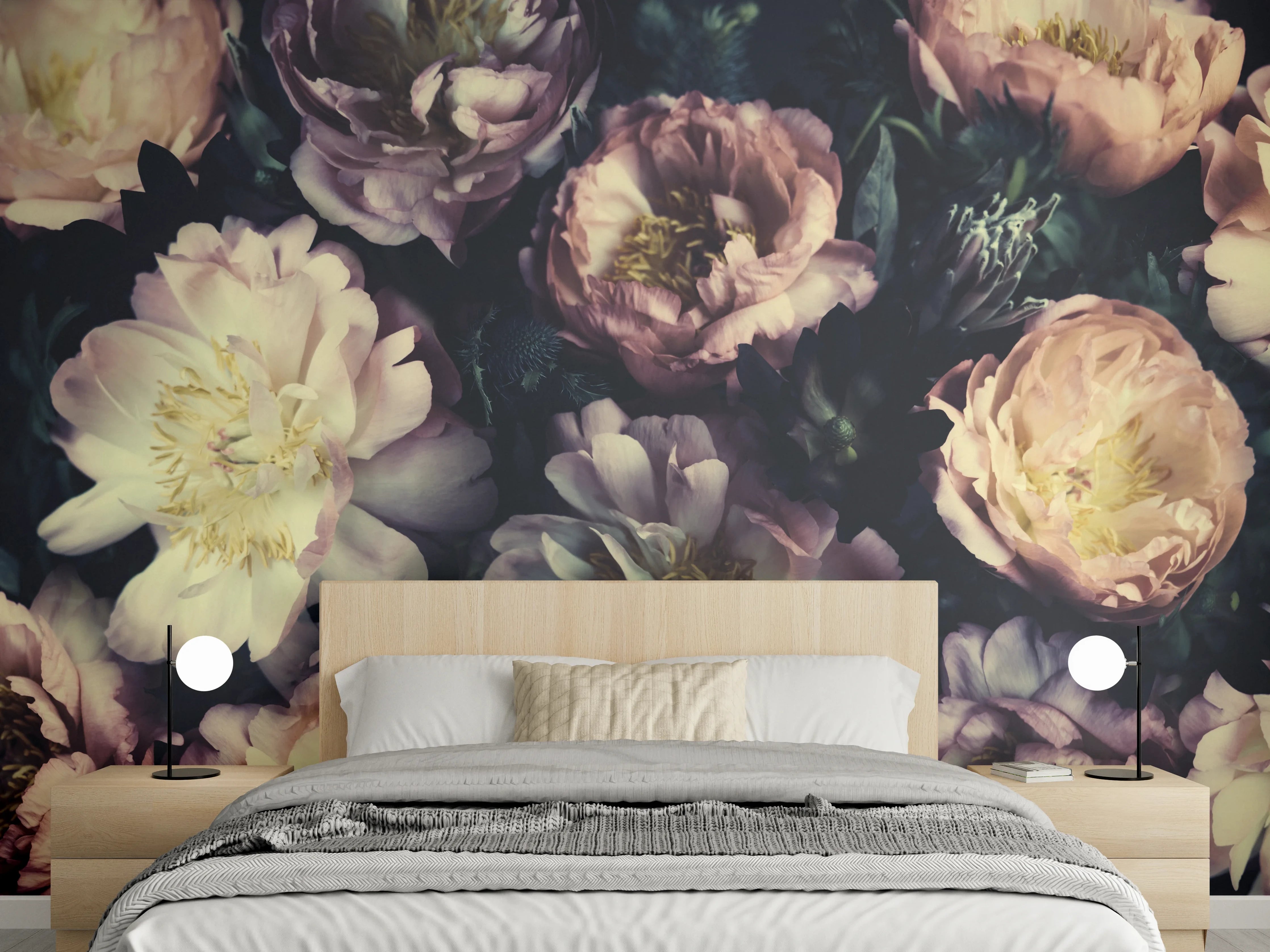 Wandverkleidung Schlafzimmer - Atemberaubende Pfingstrosen
