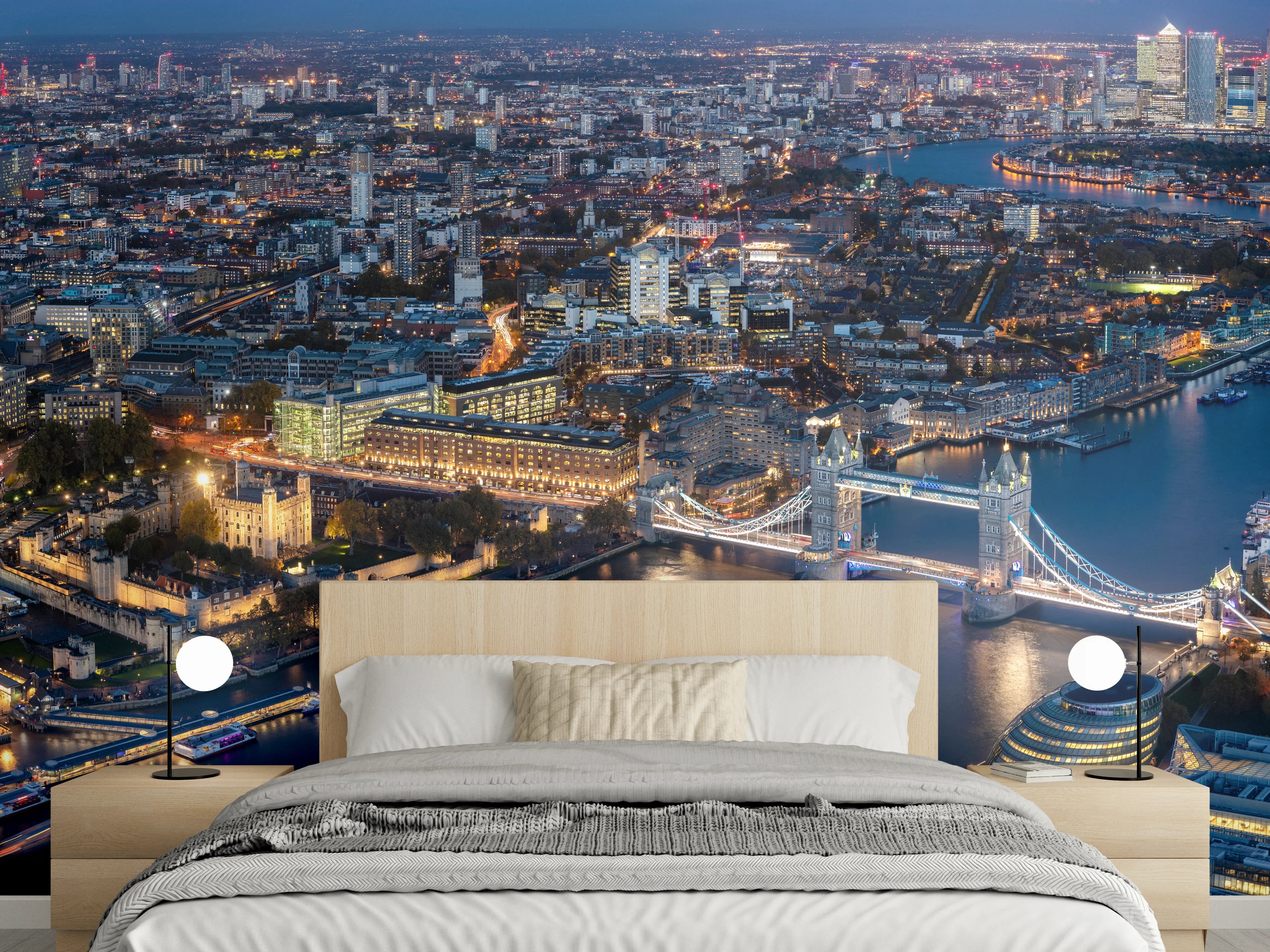 Wandverkleidung Schlafzimmer - Atemberaubende Skyline auf London-England