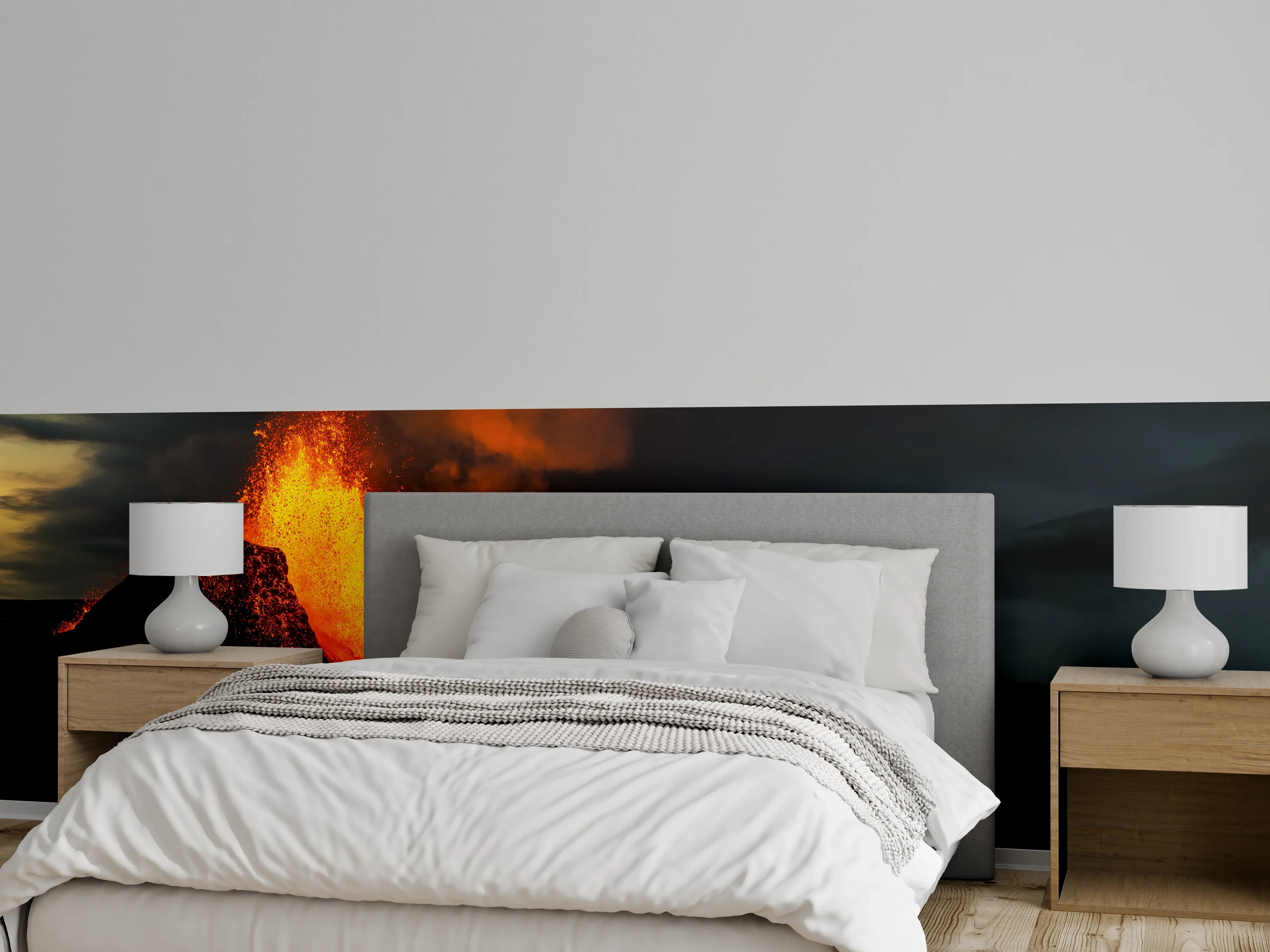 Wandverkleidung Schlafzimmer - Ausbruch vom Vulkan in der Nacht