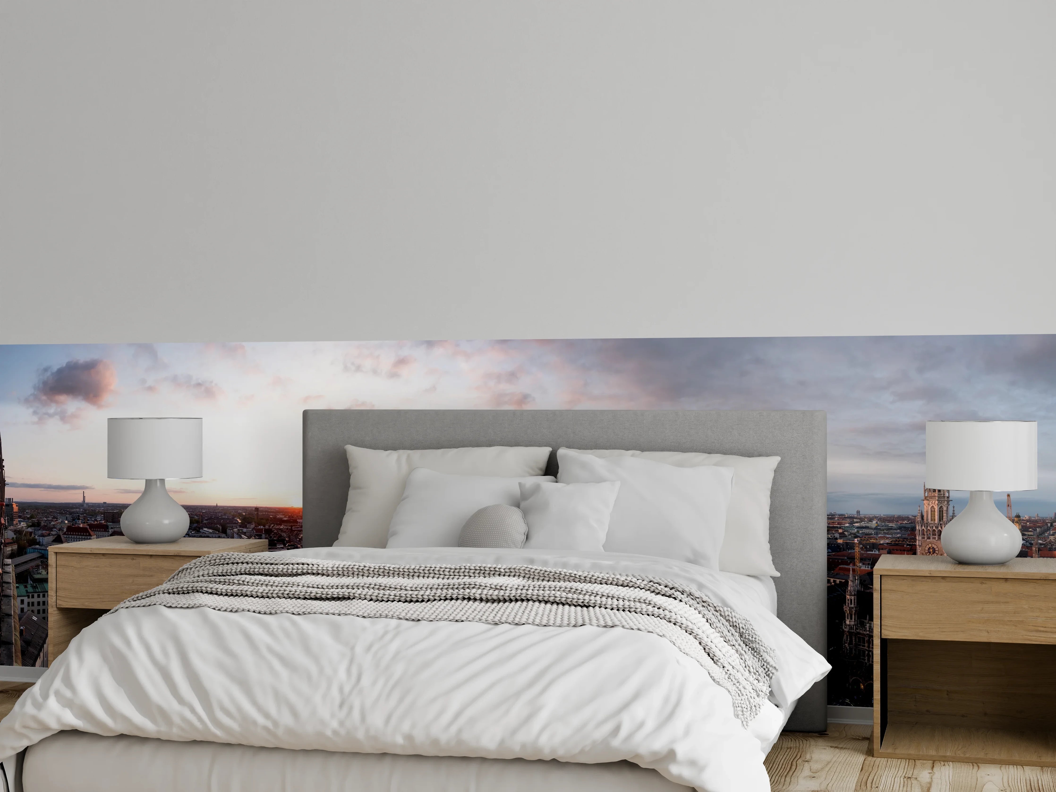 Wandverkleidung Schlafzimmer - Aussicht über München mit Frauenkirche und Rathaus