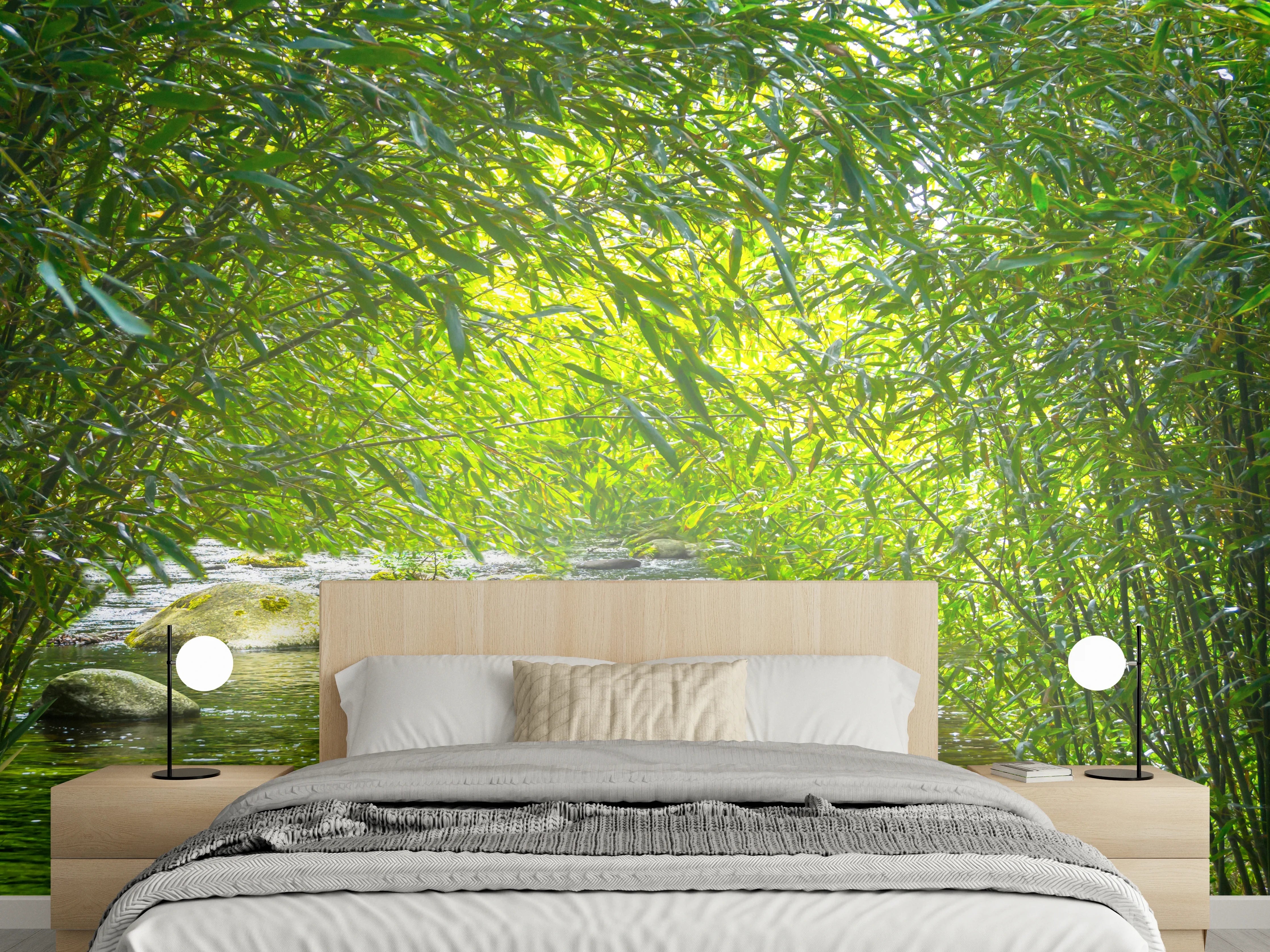 Wandverkleidung Schlafzimmer - Bambus am Bach – Grüne Oase