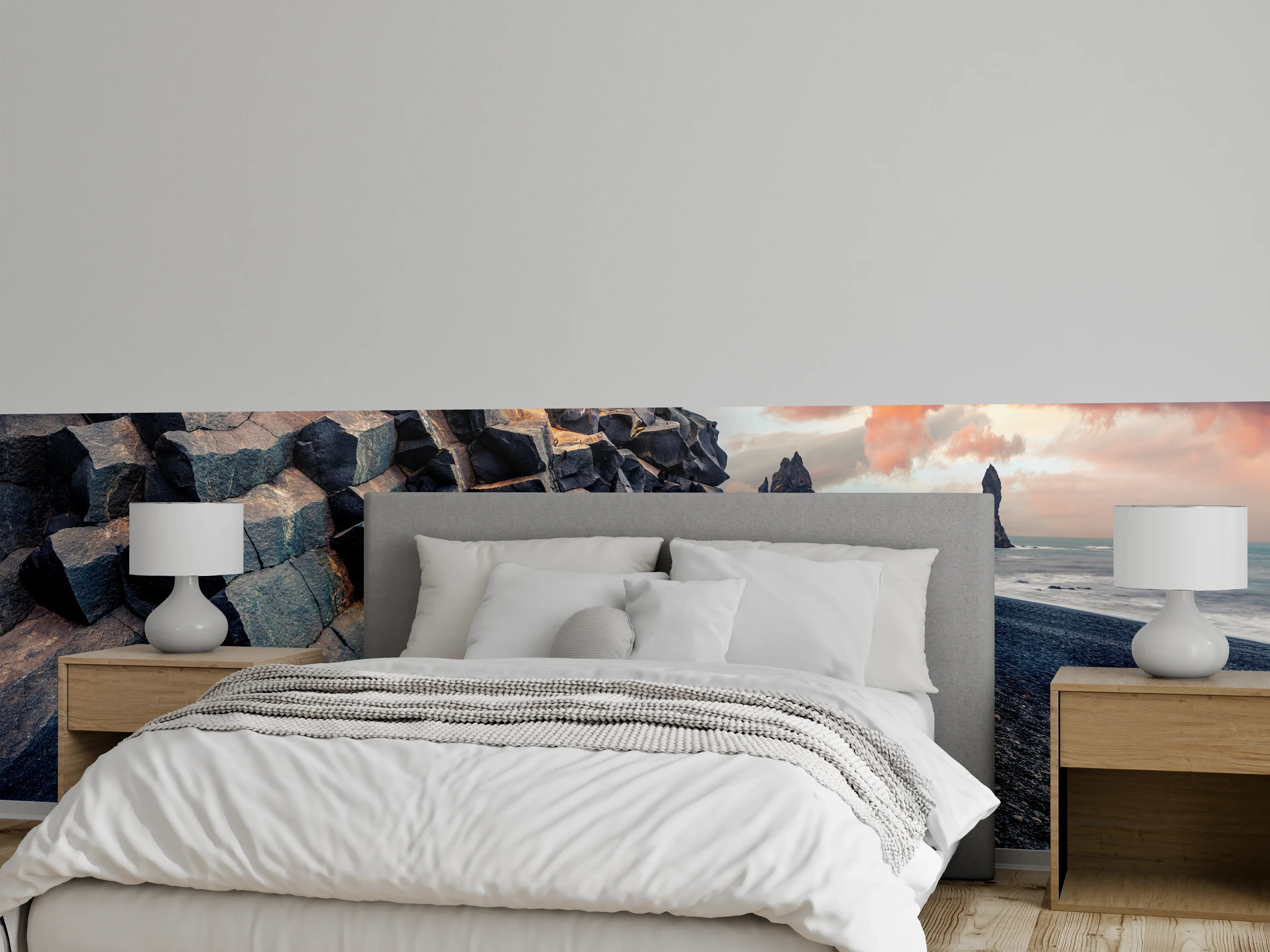 Wandverkleidung Schlafzimmer - Basaltsäulen am schwarzen Strand
