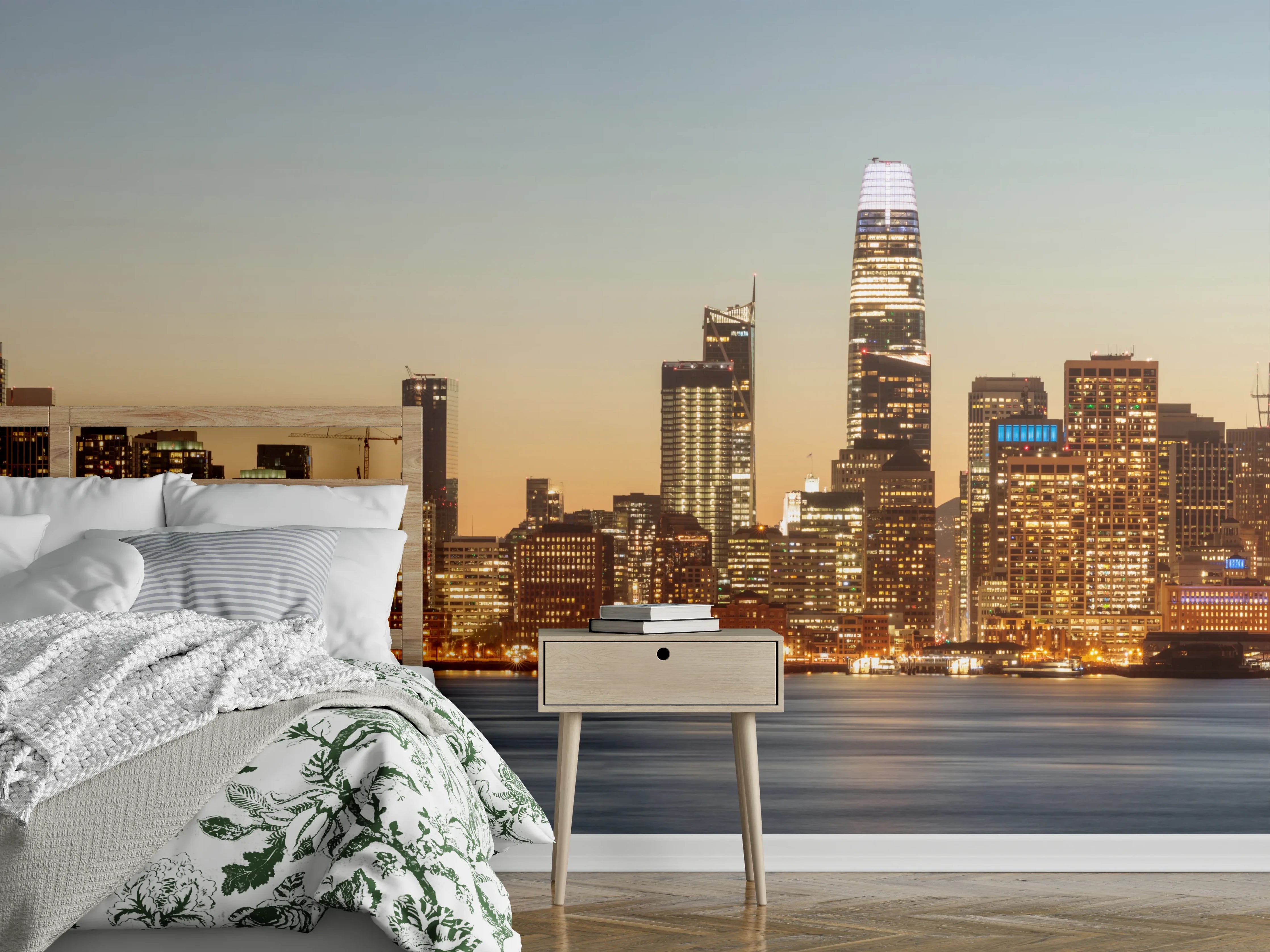Wandverkleidung Schlafzimmer - Bay Bridge und die Skyline von San Francisco