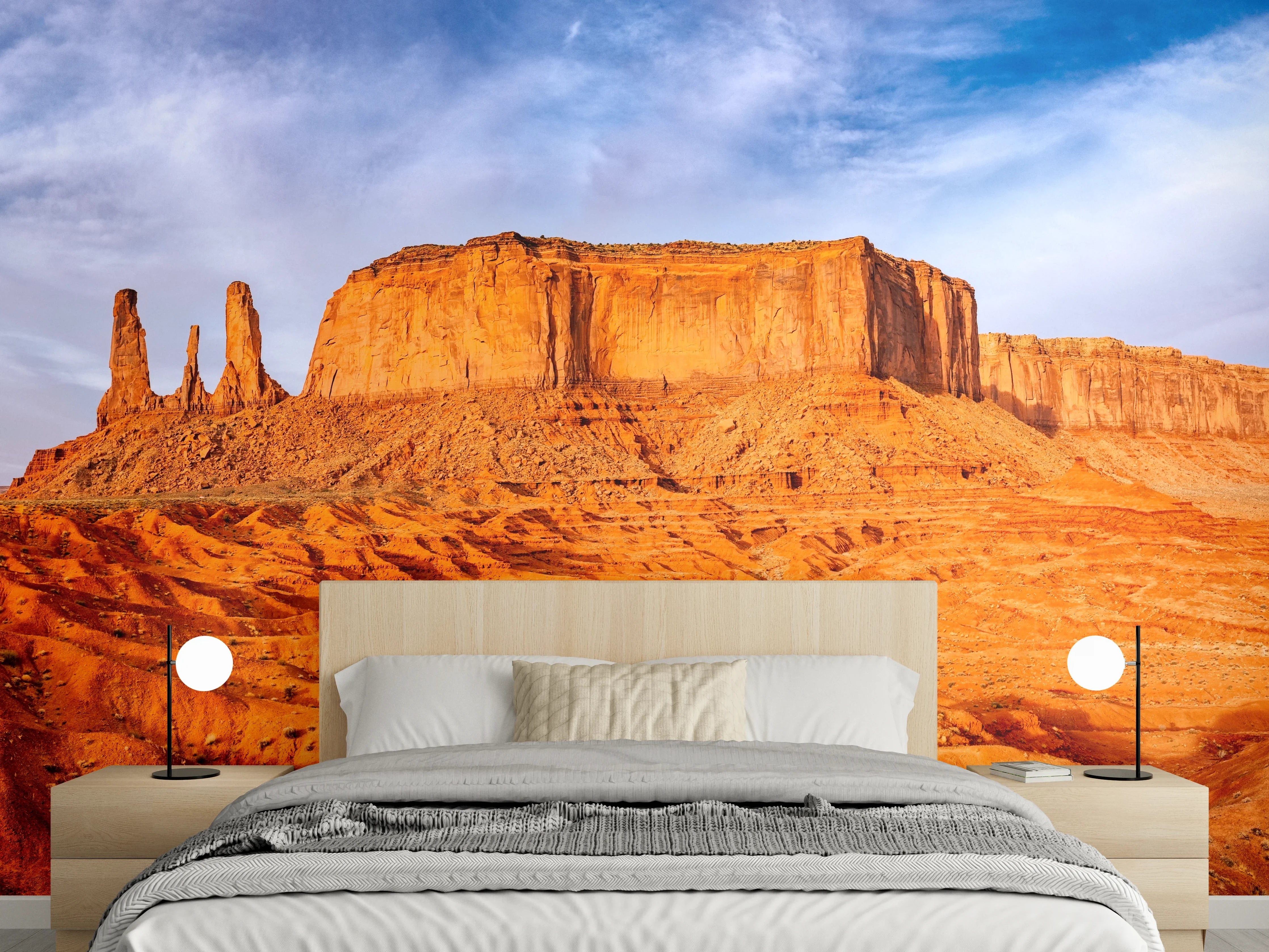 Wandverkleidung Schlafzimmer - Beeindruckende Felsenlandschaft im Sonnenlicht