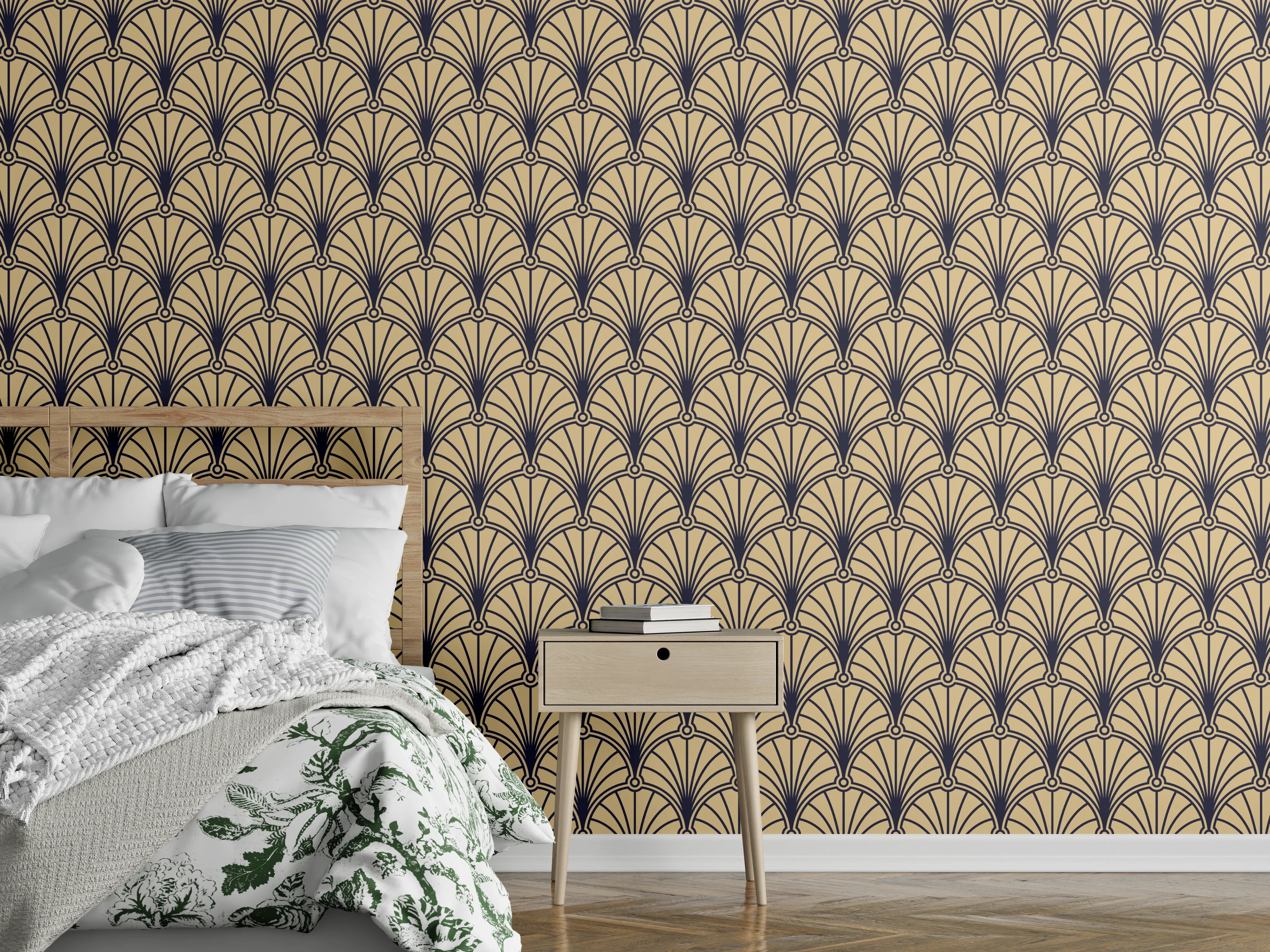 Wandverkleidung Schlafzimmer - Beige Braune Webstruktur