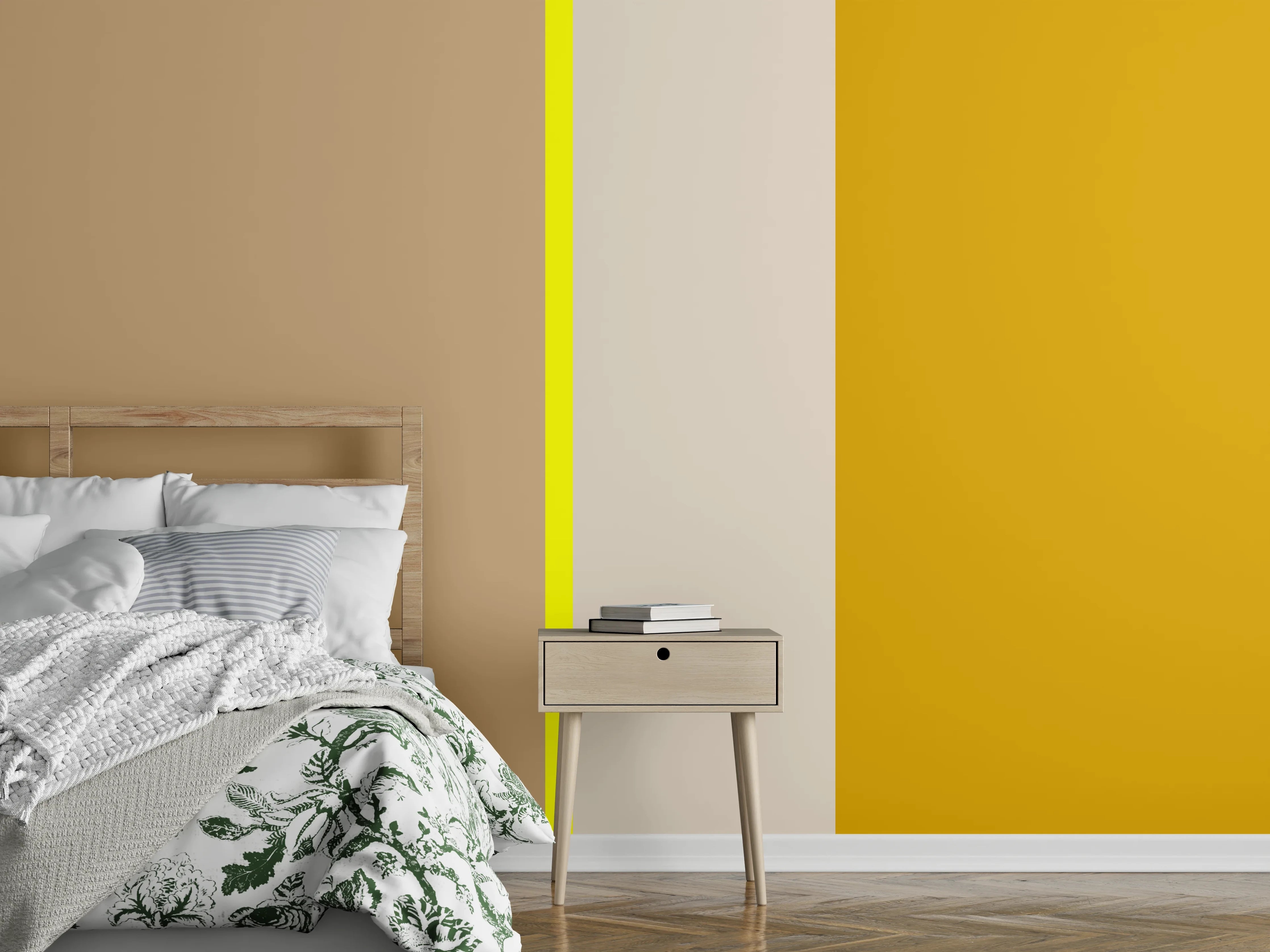 Wandverkleidung Schlafzimmer - Beige Gelb Braun Modernes Design