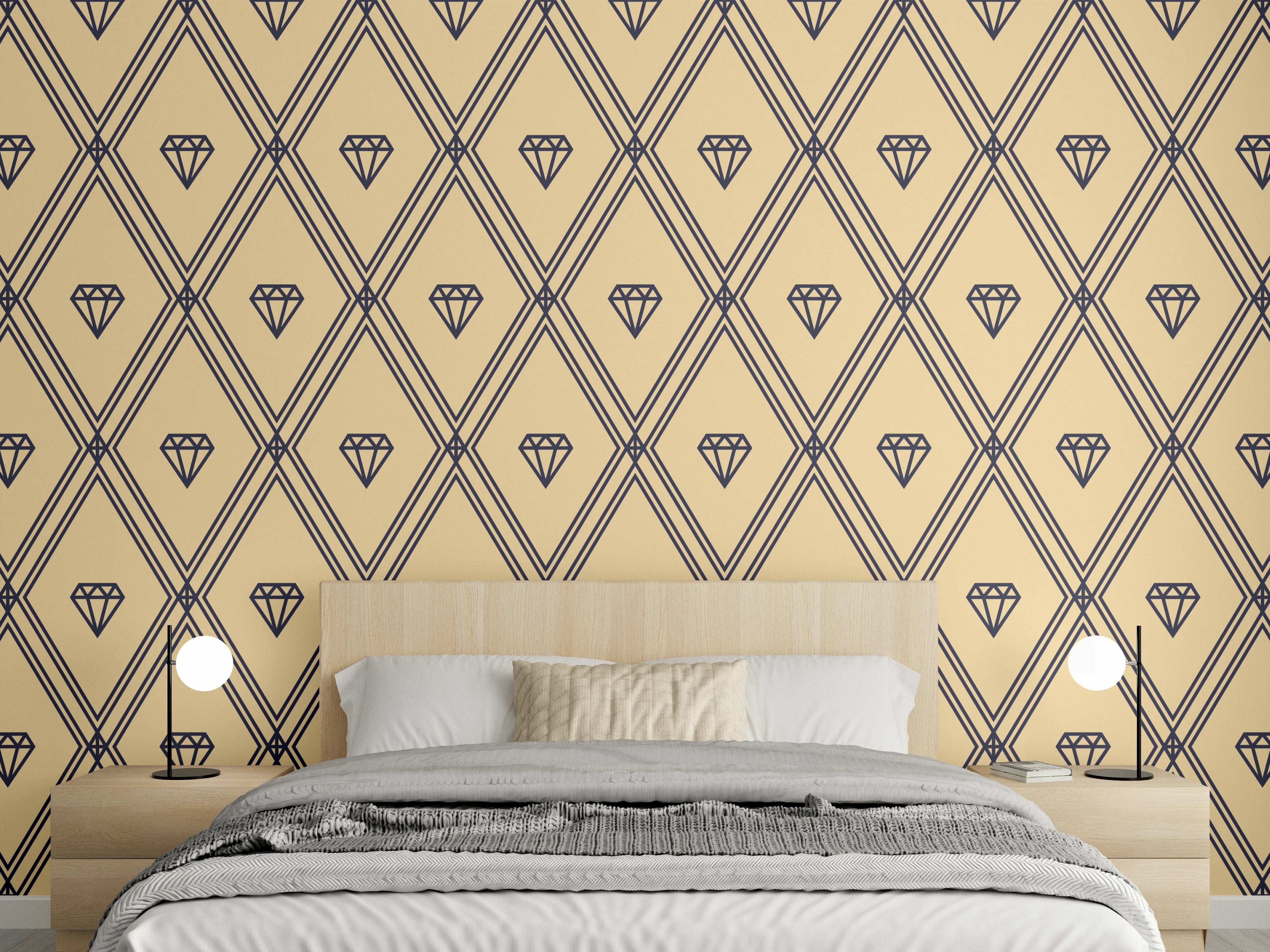 Wandverkleidung Schlafzimmer - Beige-Gelbes Grafik-Muster