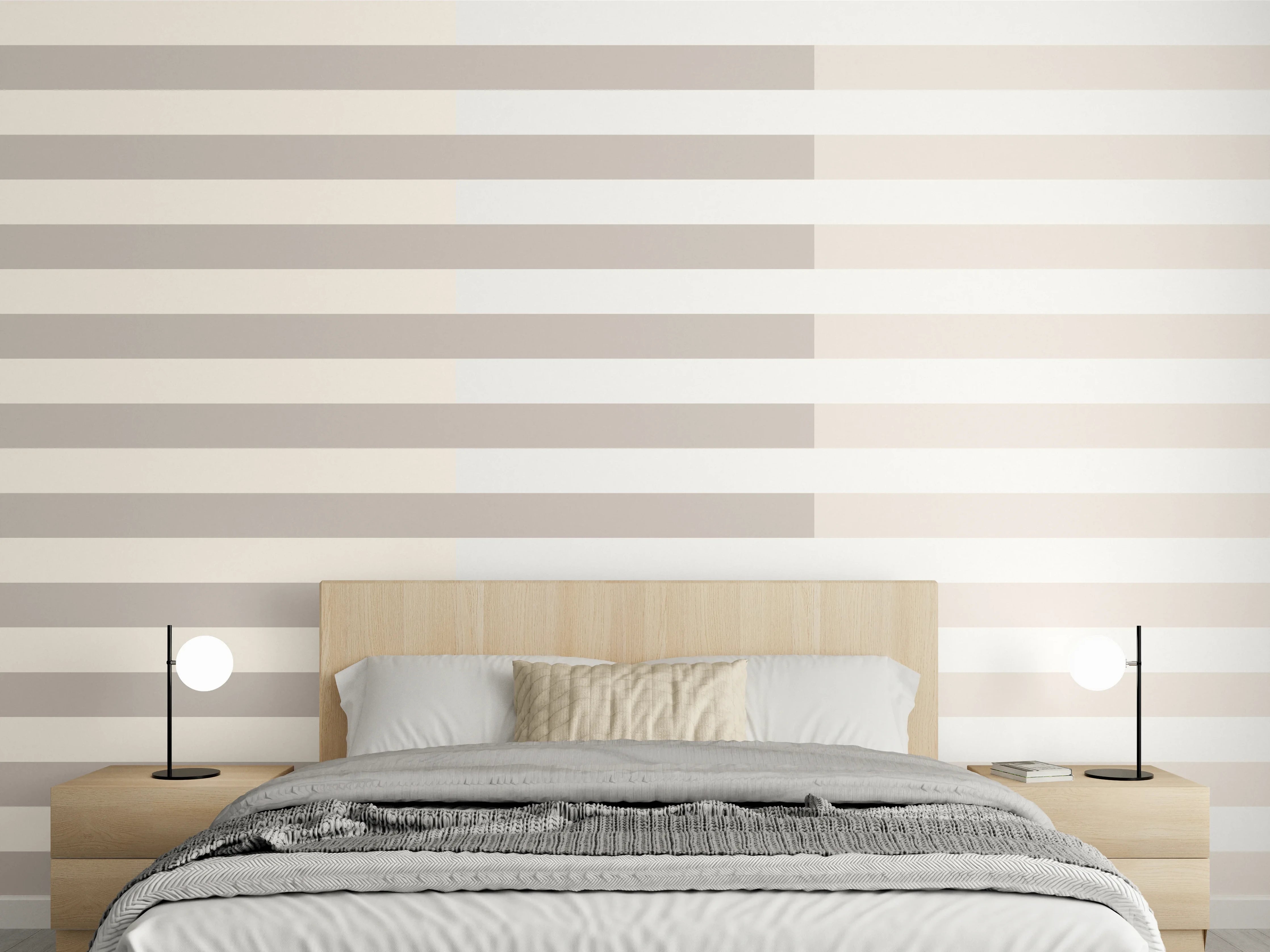 Wandverkleidung Schlafzimmer - Beige-Grau Gestreiftes Wandmuster