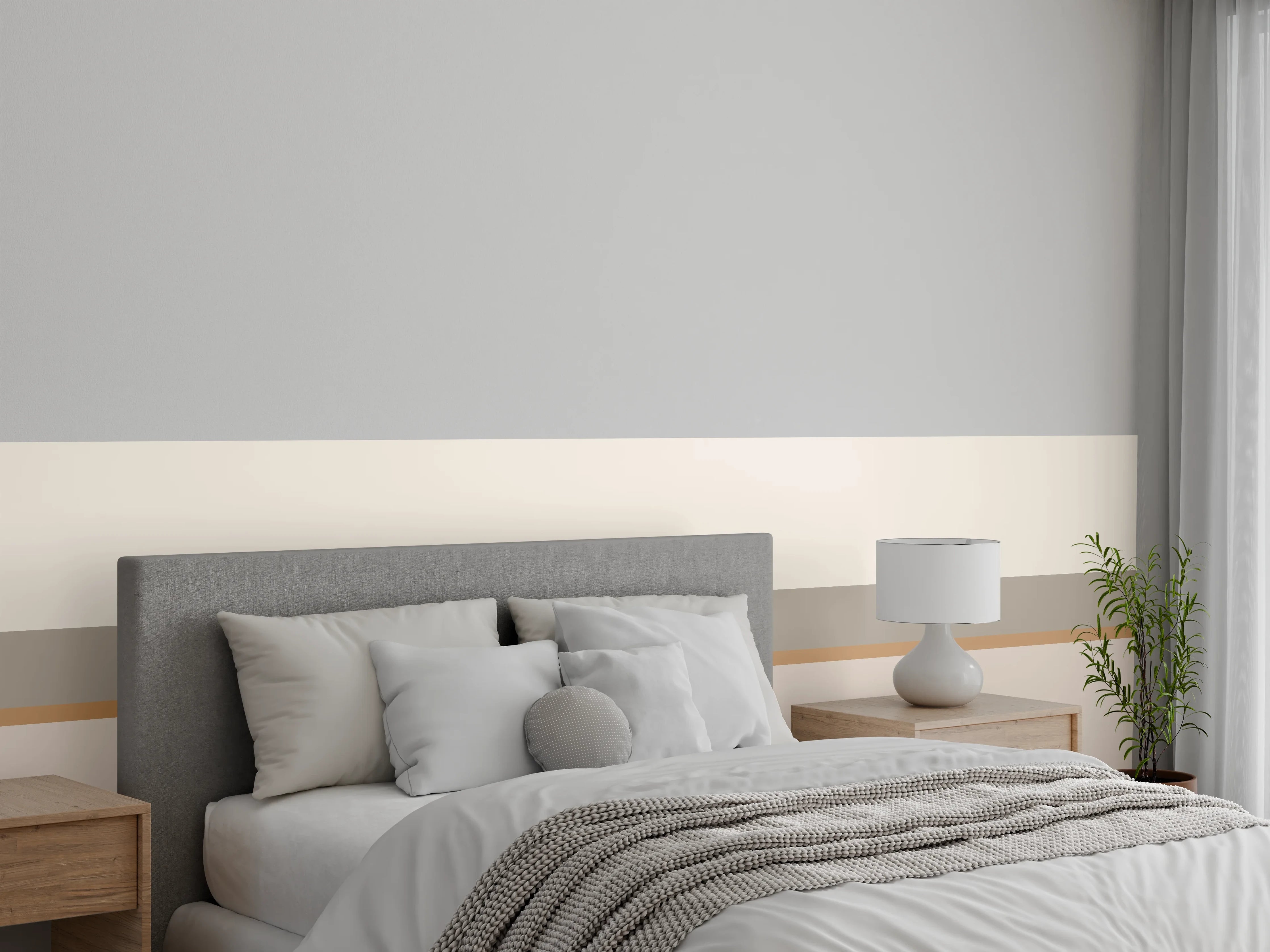 Wandverkleidung Schlafzimmer - Beige-Grau Minimalistische Wanddeko
