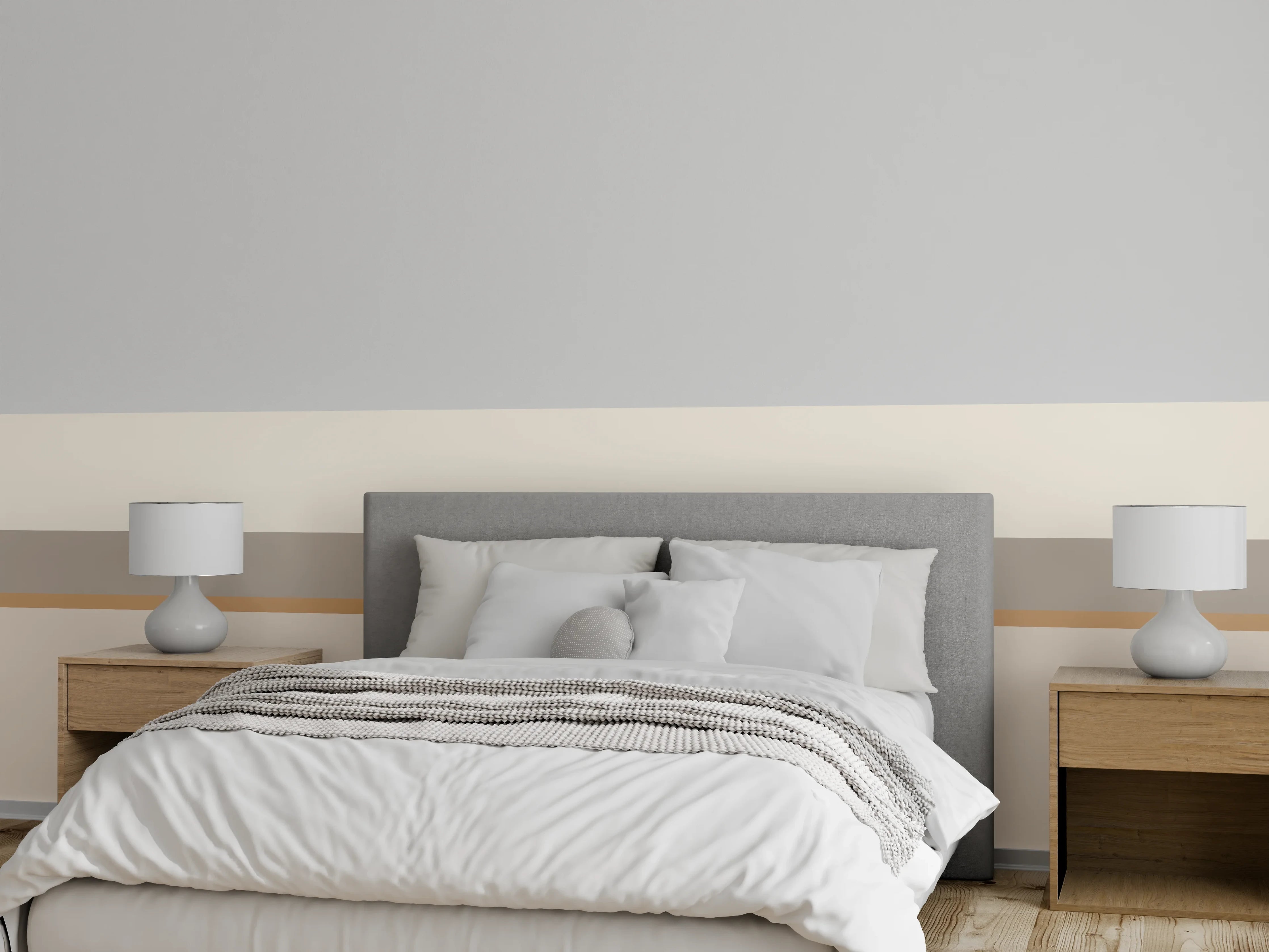 Wandverkleidung Schlafzimmer - Beige-Grau Minimalistische Wanddeko