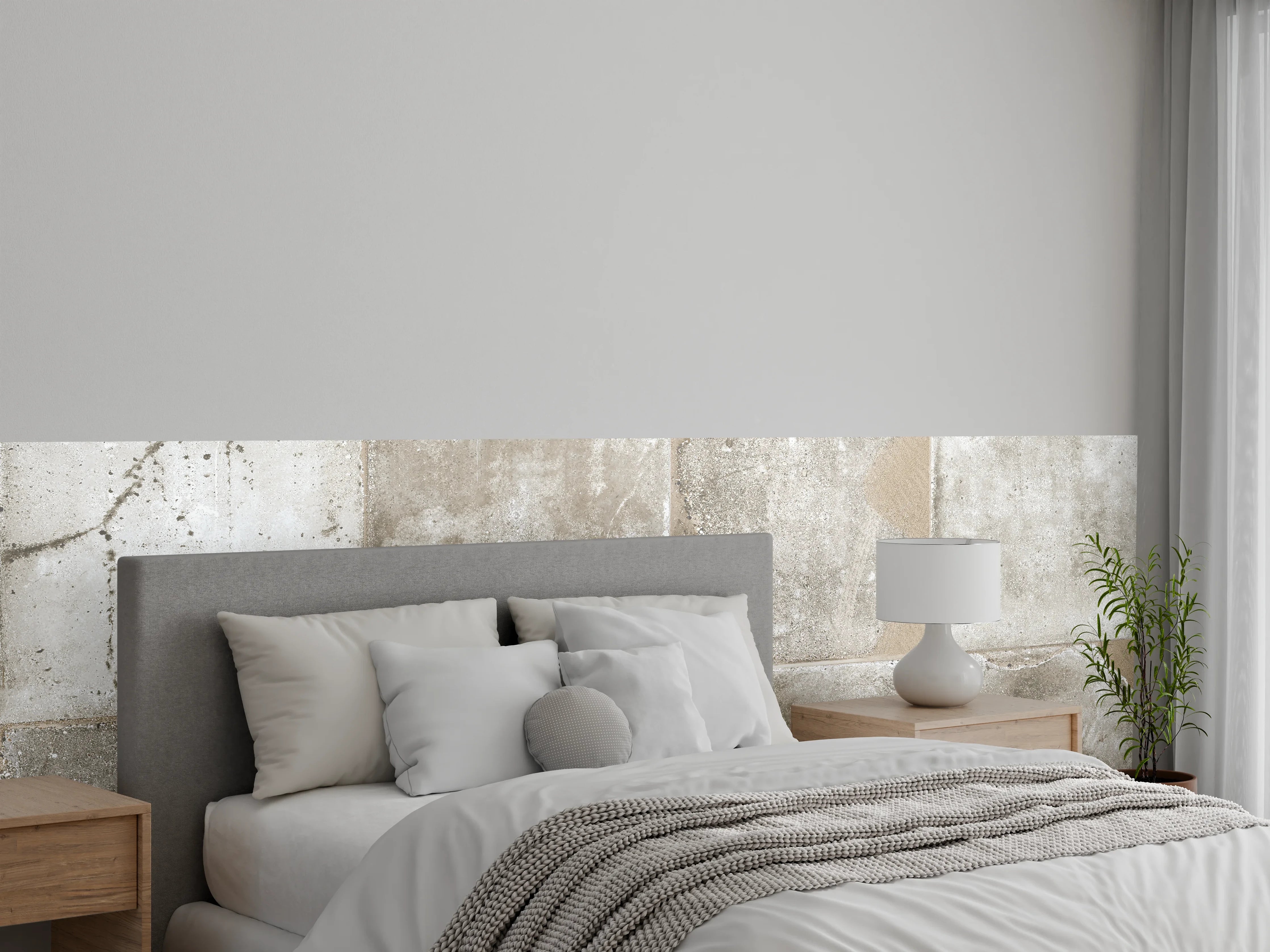Wandverkleidung Schlafzimmer - Beige Grau Steinwand-Textur