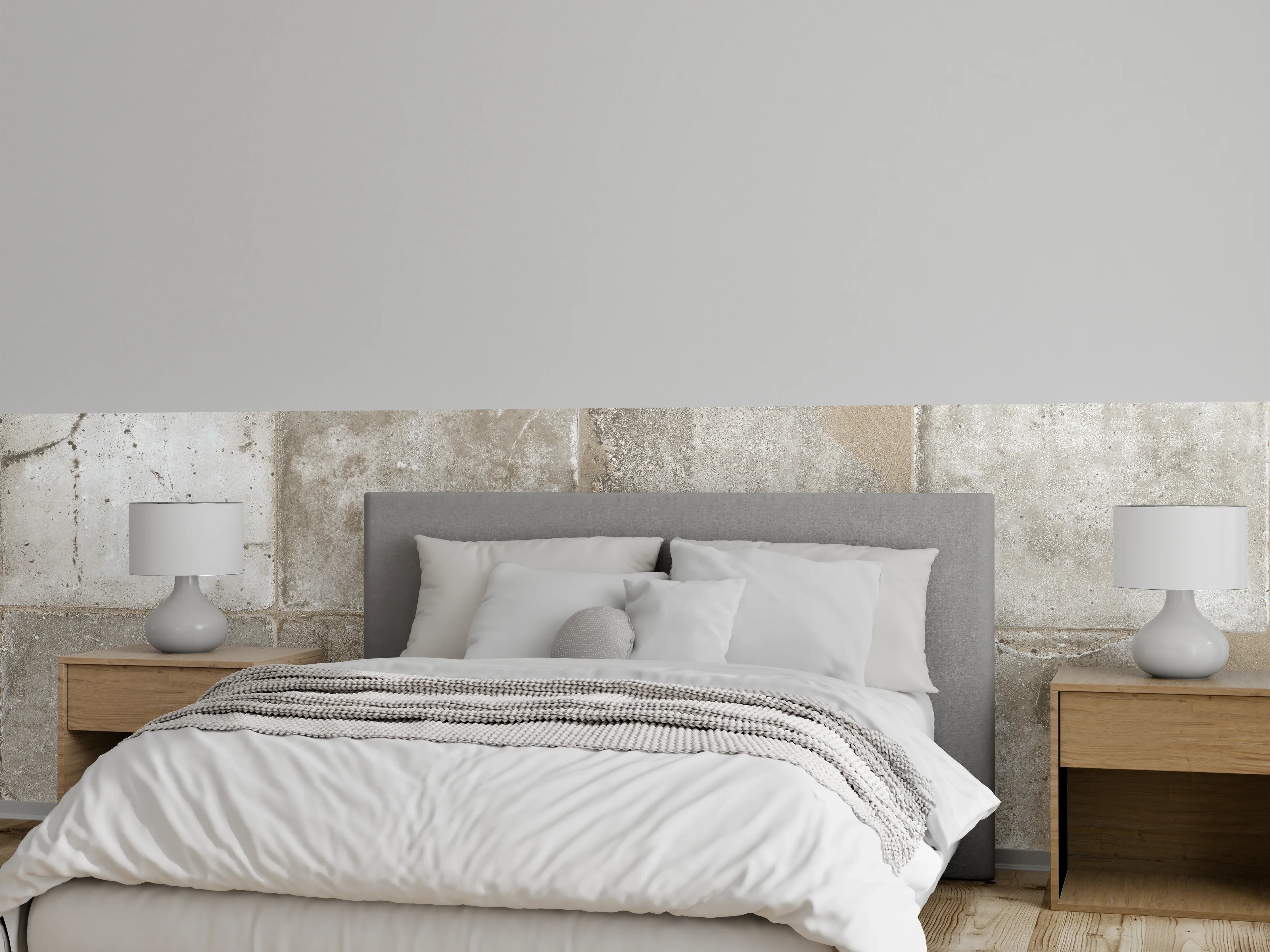 Wandverkleidung Schlafzimmer - Beige Grau Steinwand-Textur