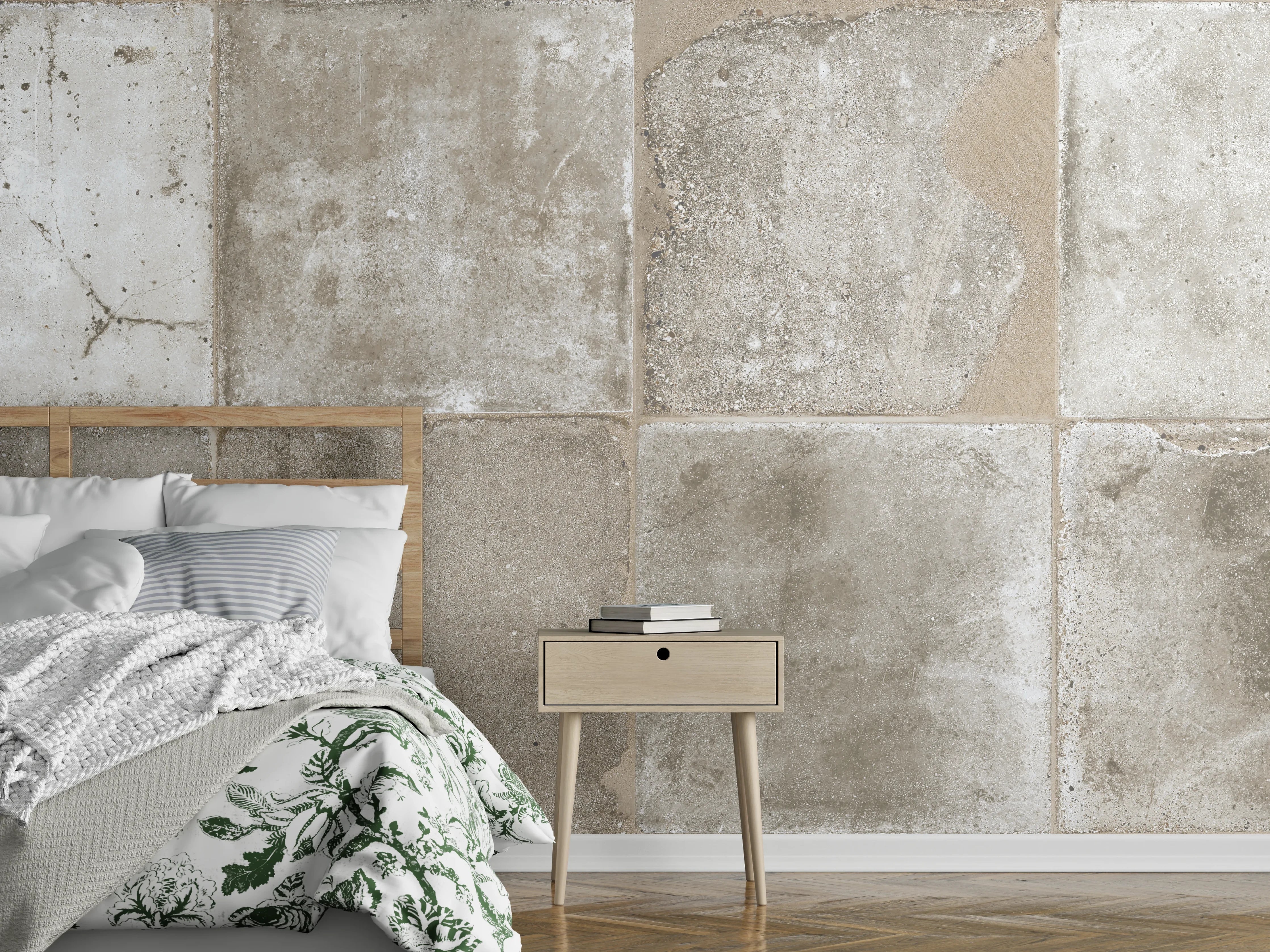 Wandverkleidung Schlafzimmer - Beige Grau Steinwand-Textur