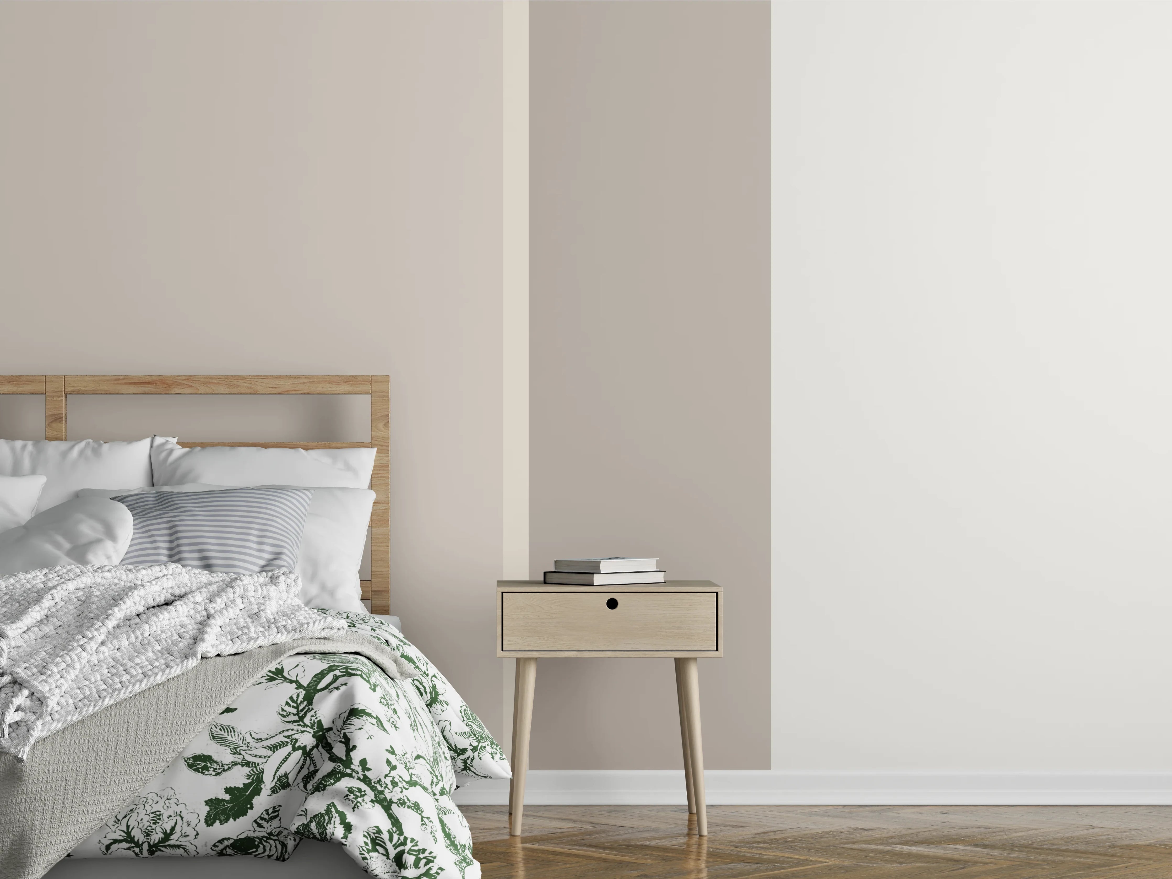 Wandverkleidung Schlafzimmer - Beige-Grau-Weiß moderne Wandfarben