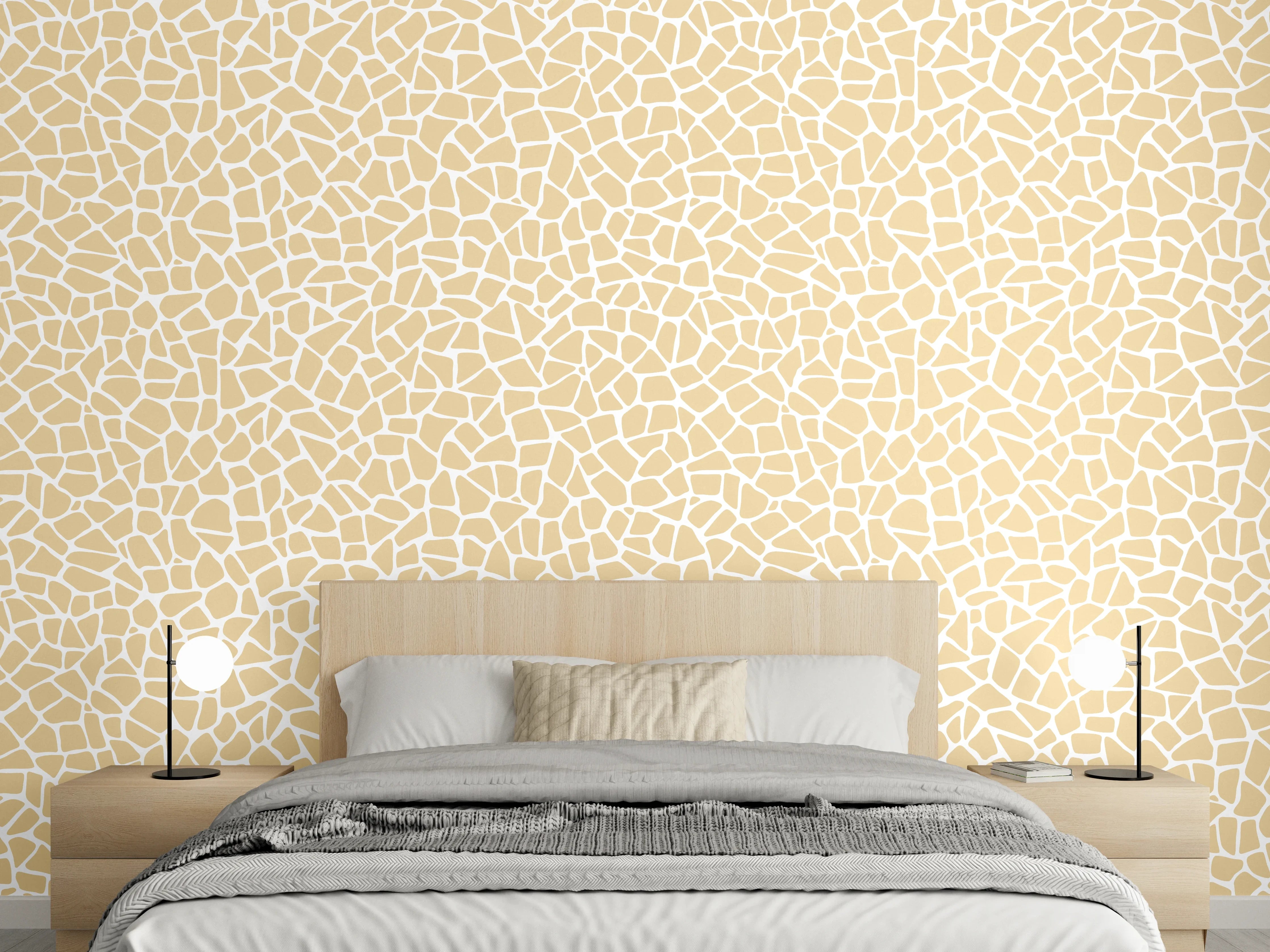 Wandverkleidung Schlafzimmer - Beige Marmortextur mit feiner Netzstruktur