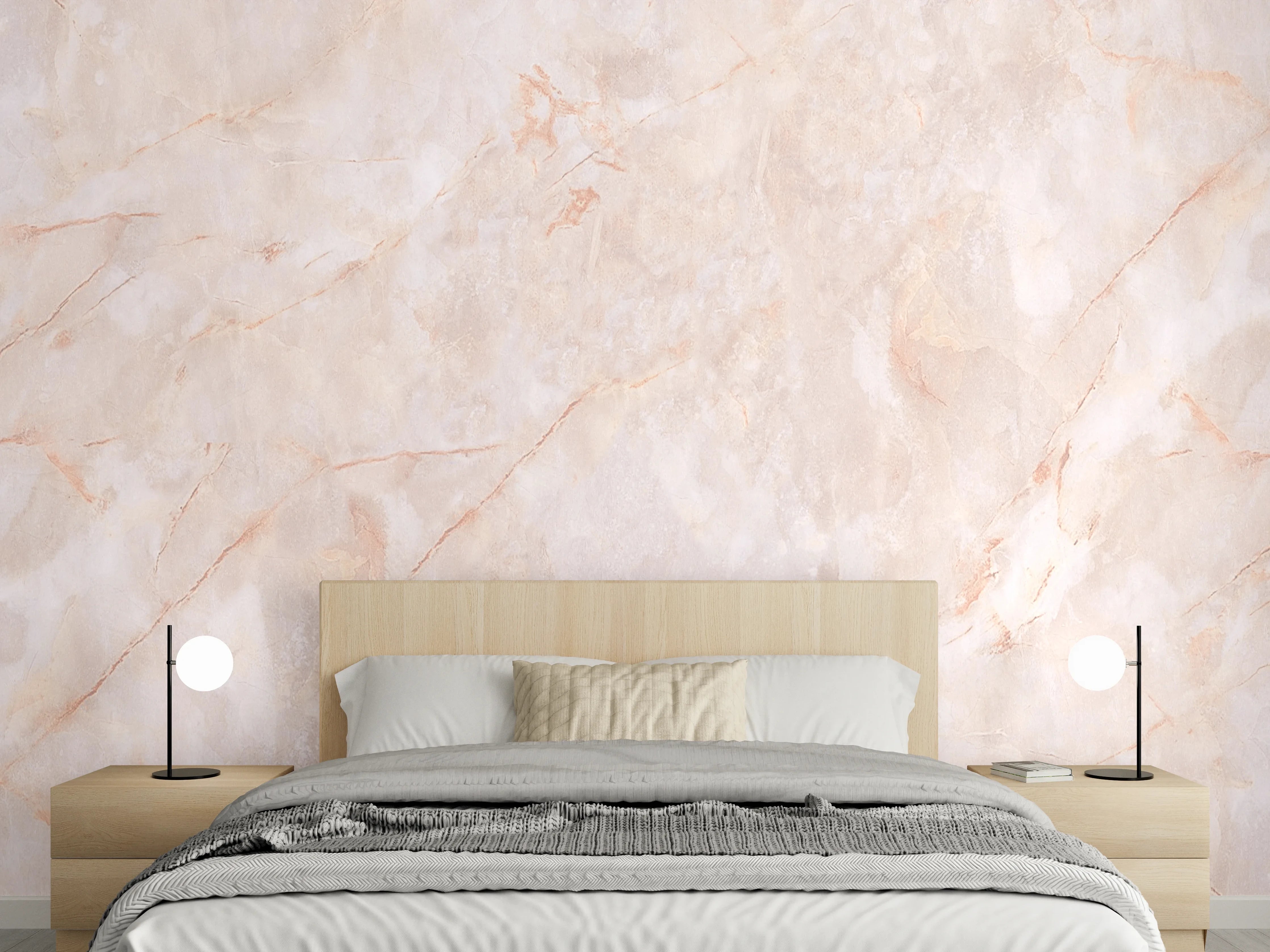 Wandverkleidung Schlafzimmer - Beige-Rosa Marmorstein