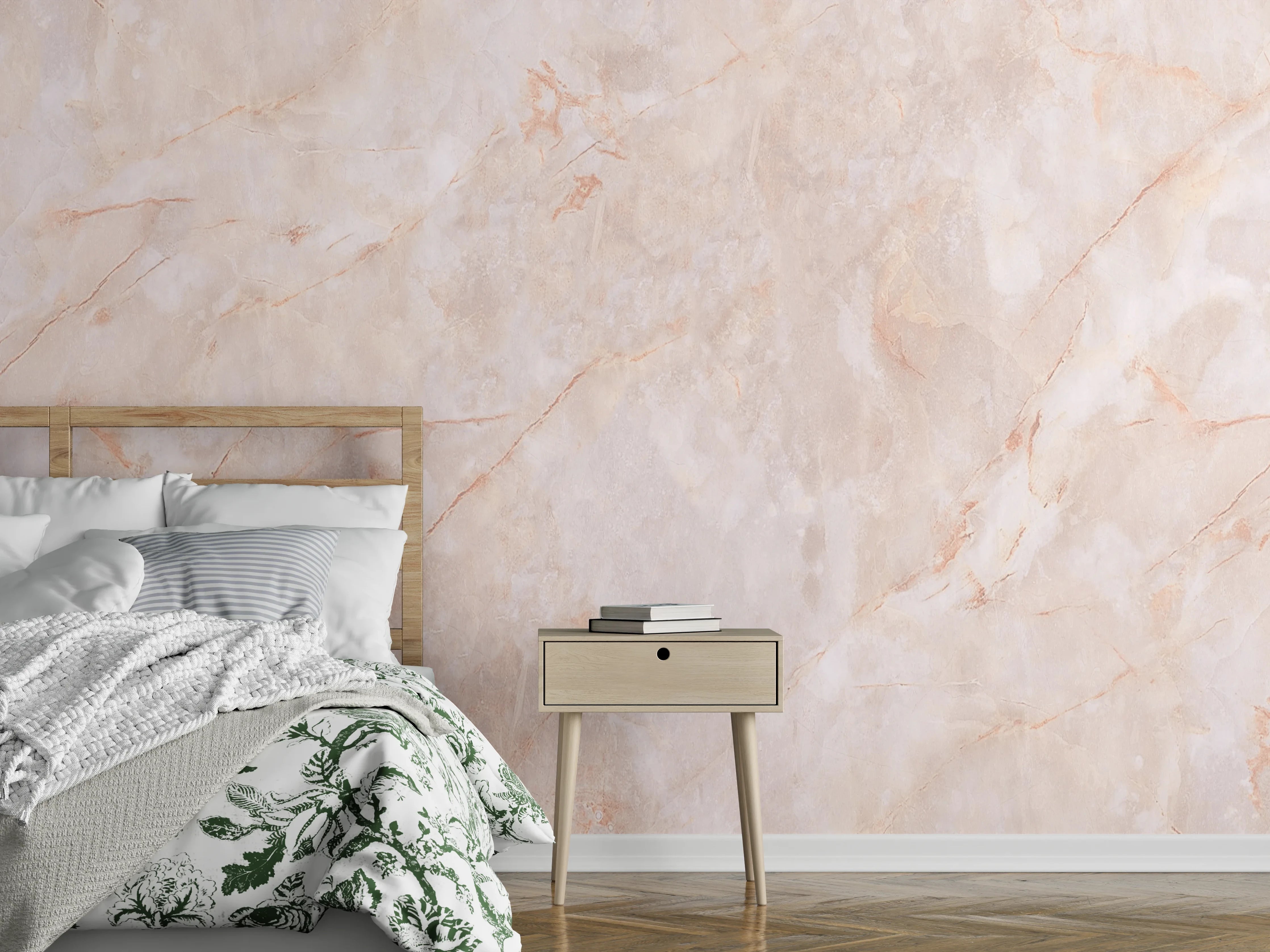 Wandverkleidung Schlafzimmer - Beige-Rosa Marmorstein
