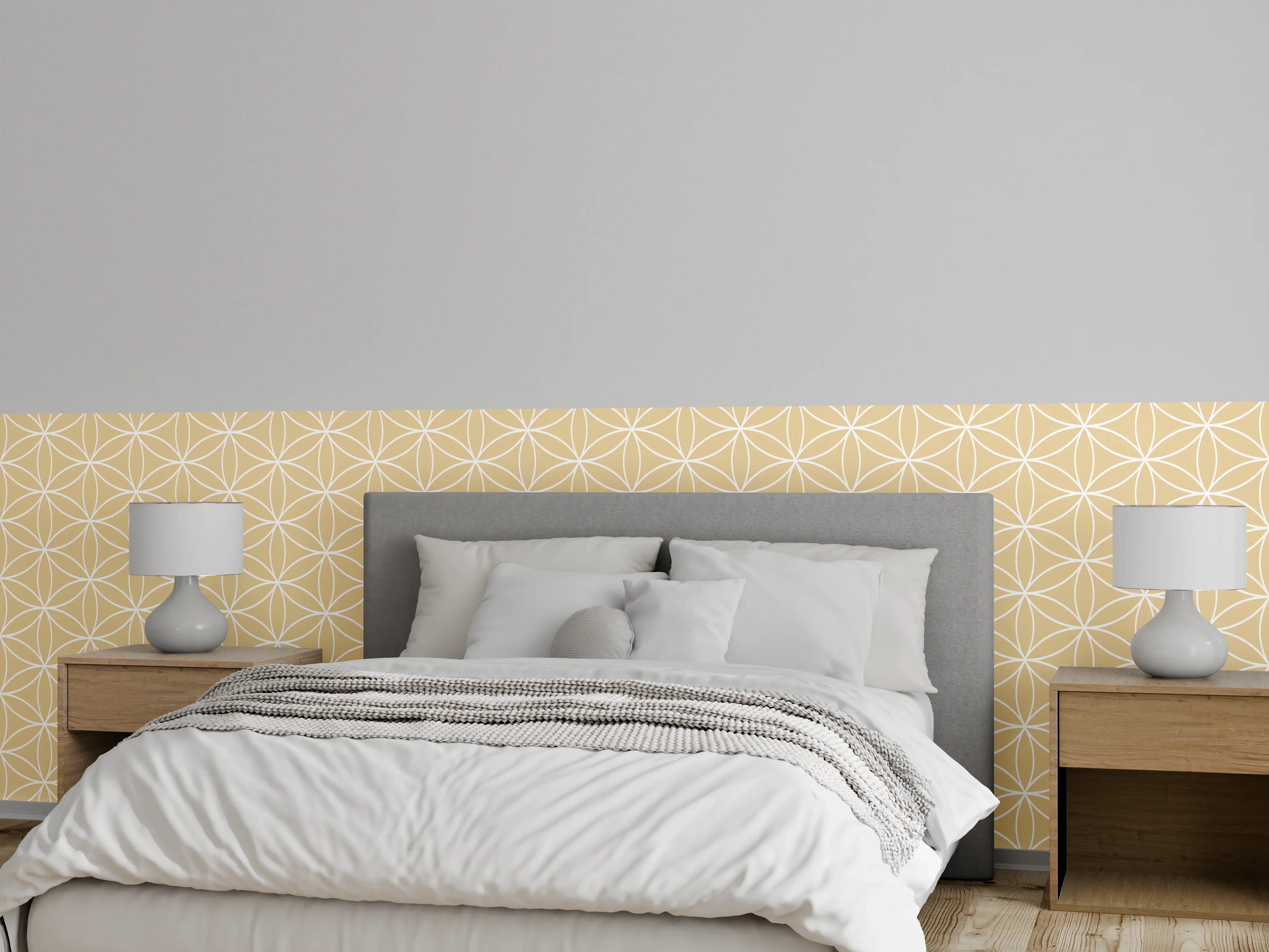 Wandverkleidung Schlafzimmer - Beige-Weiße geometrische Muster-Textur