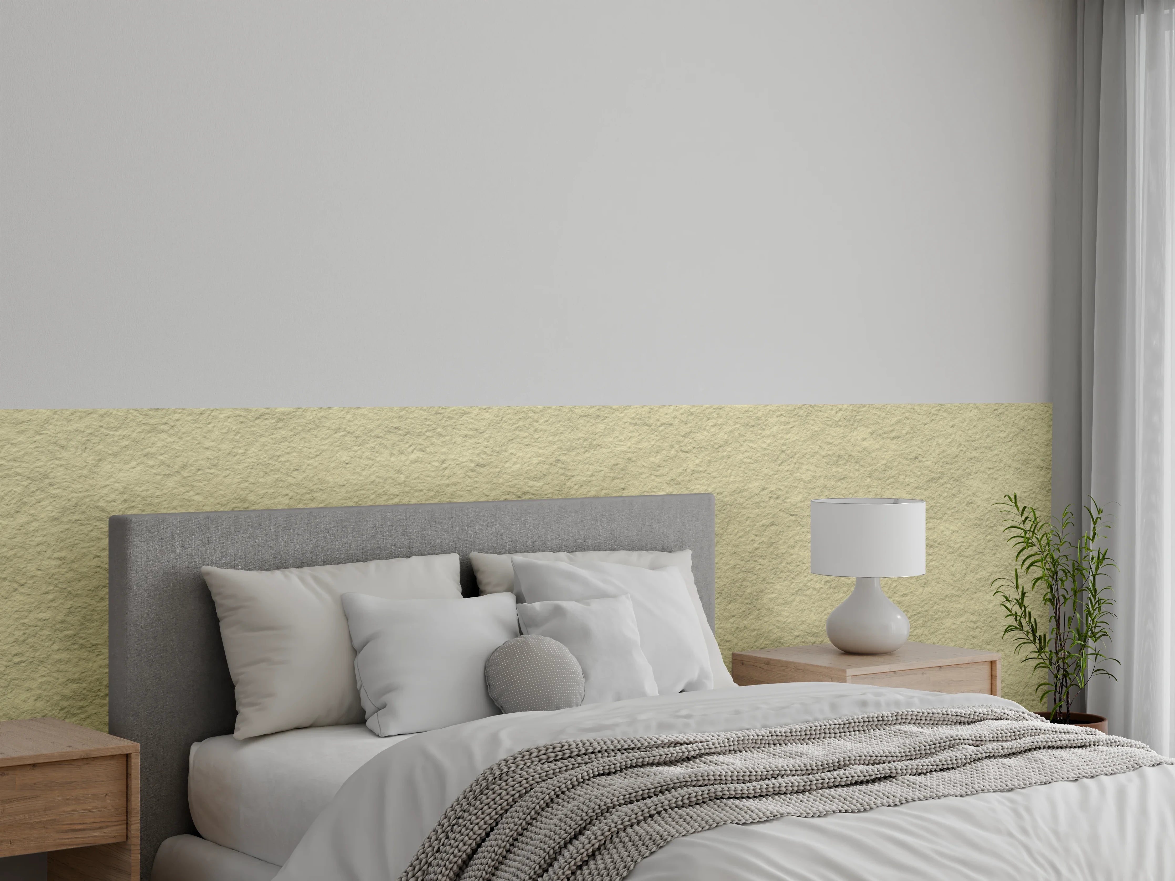 Wandverkleidung Schlafzimmer - Beige strukturierte Oberfläche Tapetenmotiv