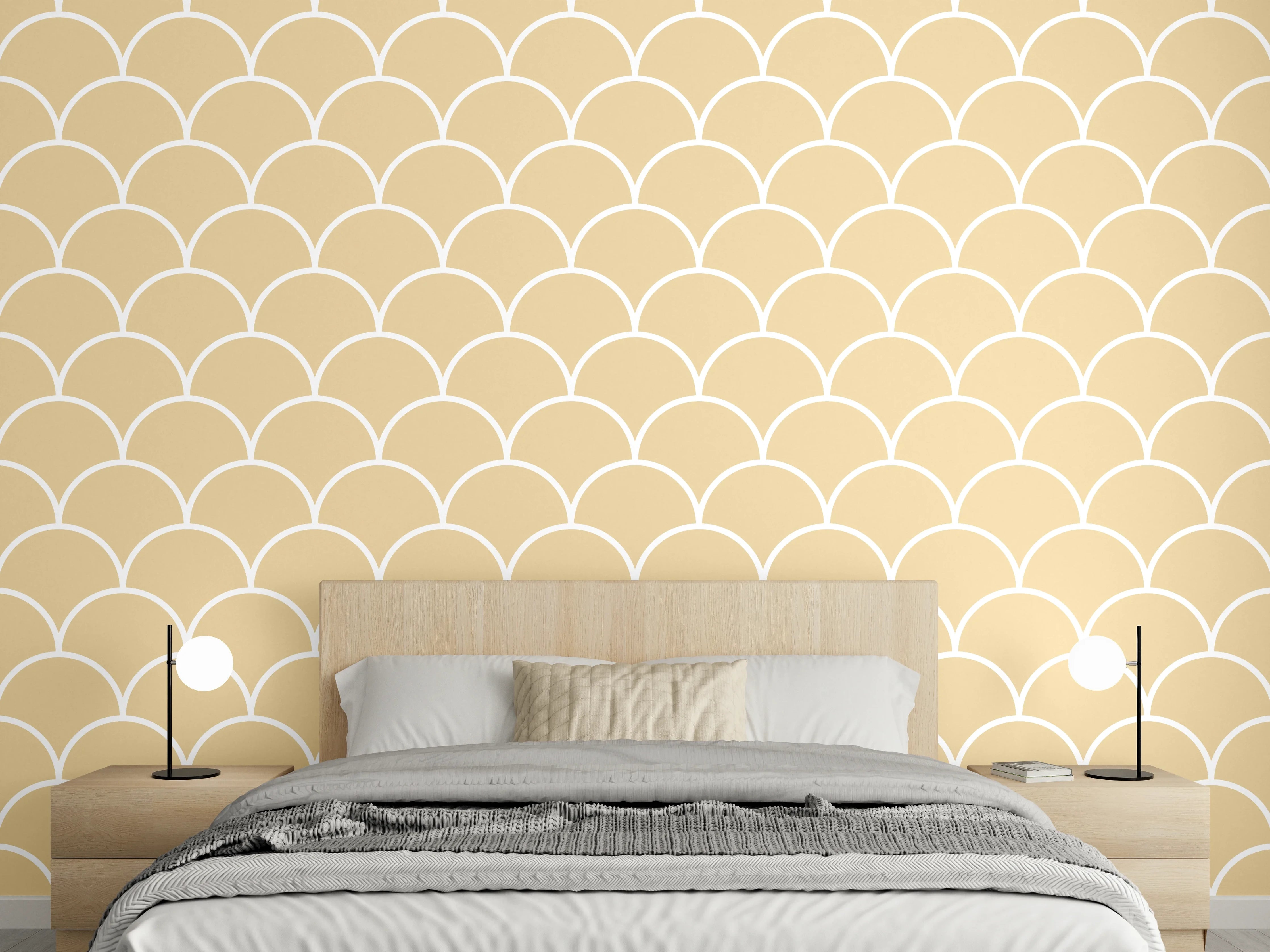 Wandverkleidung Schlafzimmer - Beige-weiße Schuppenmuster-Textur