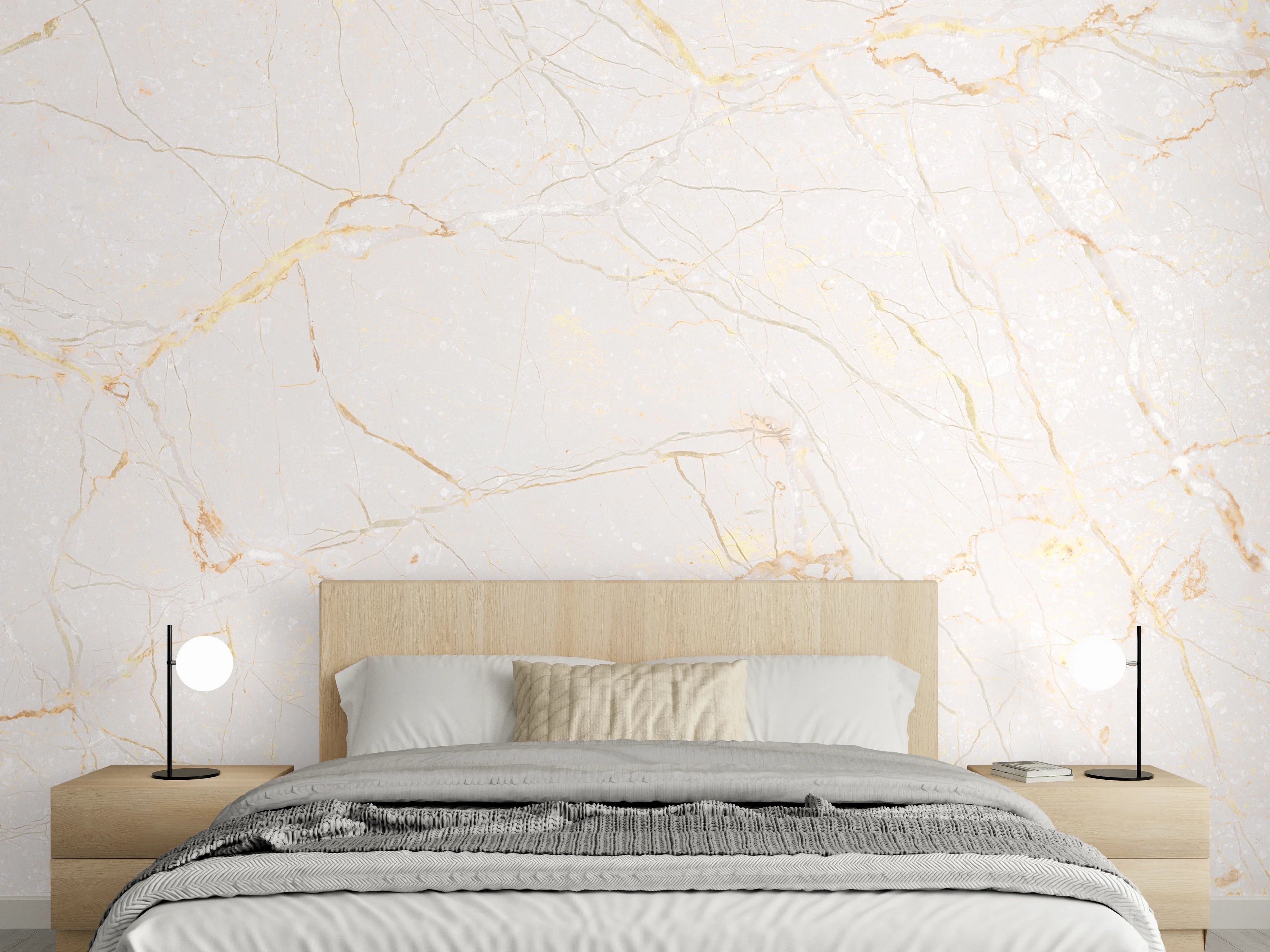 Wandverkleidung Schlafzimmer - Beigefarbiger Marmor