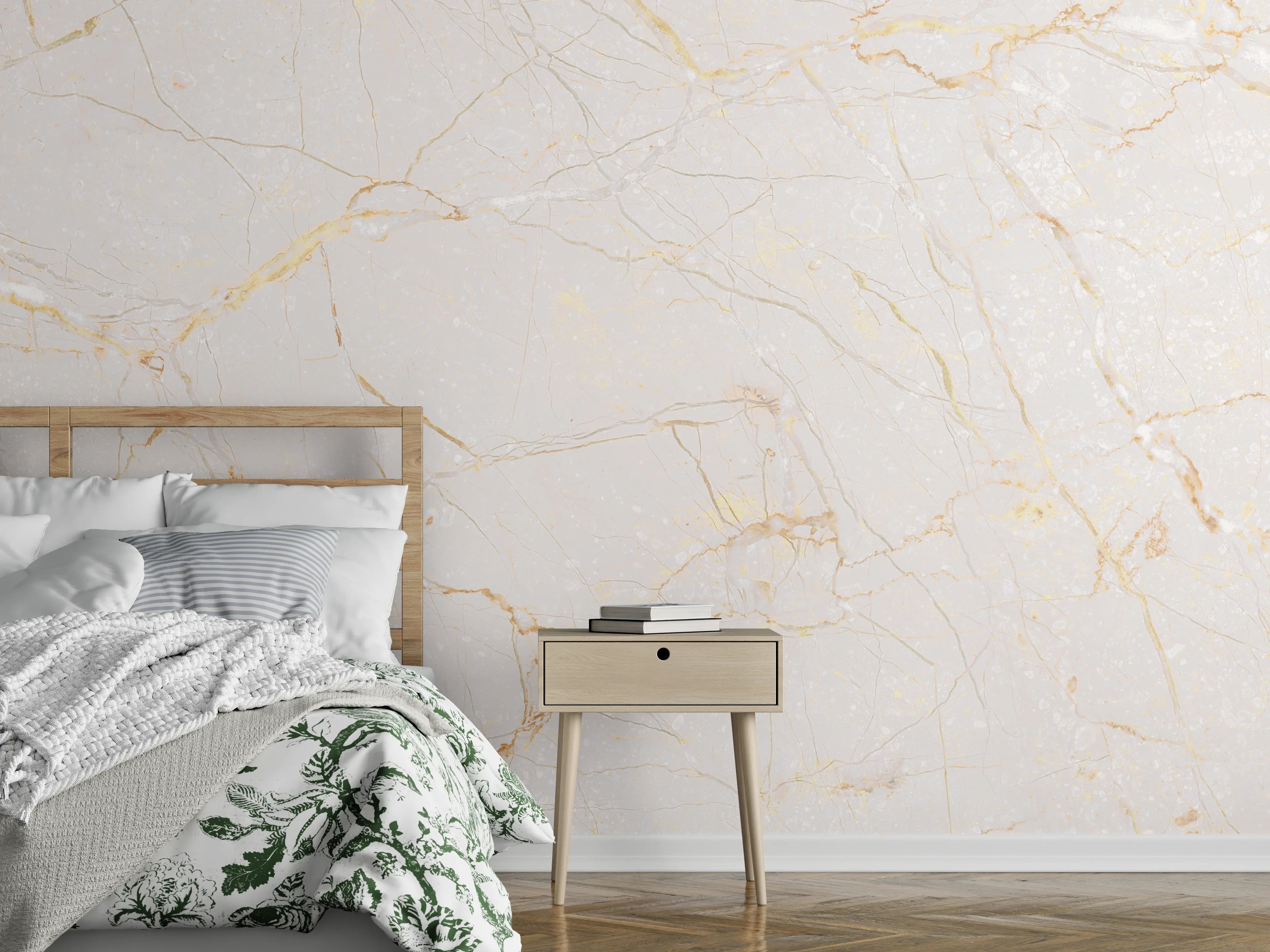 Wandverkleidung Schlafzimmer - Beigefarbiger Marmor