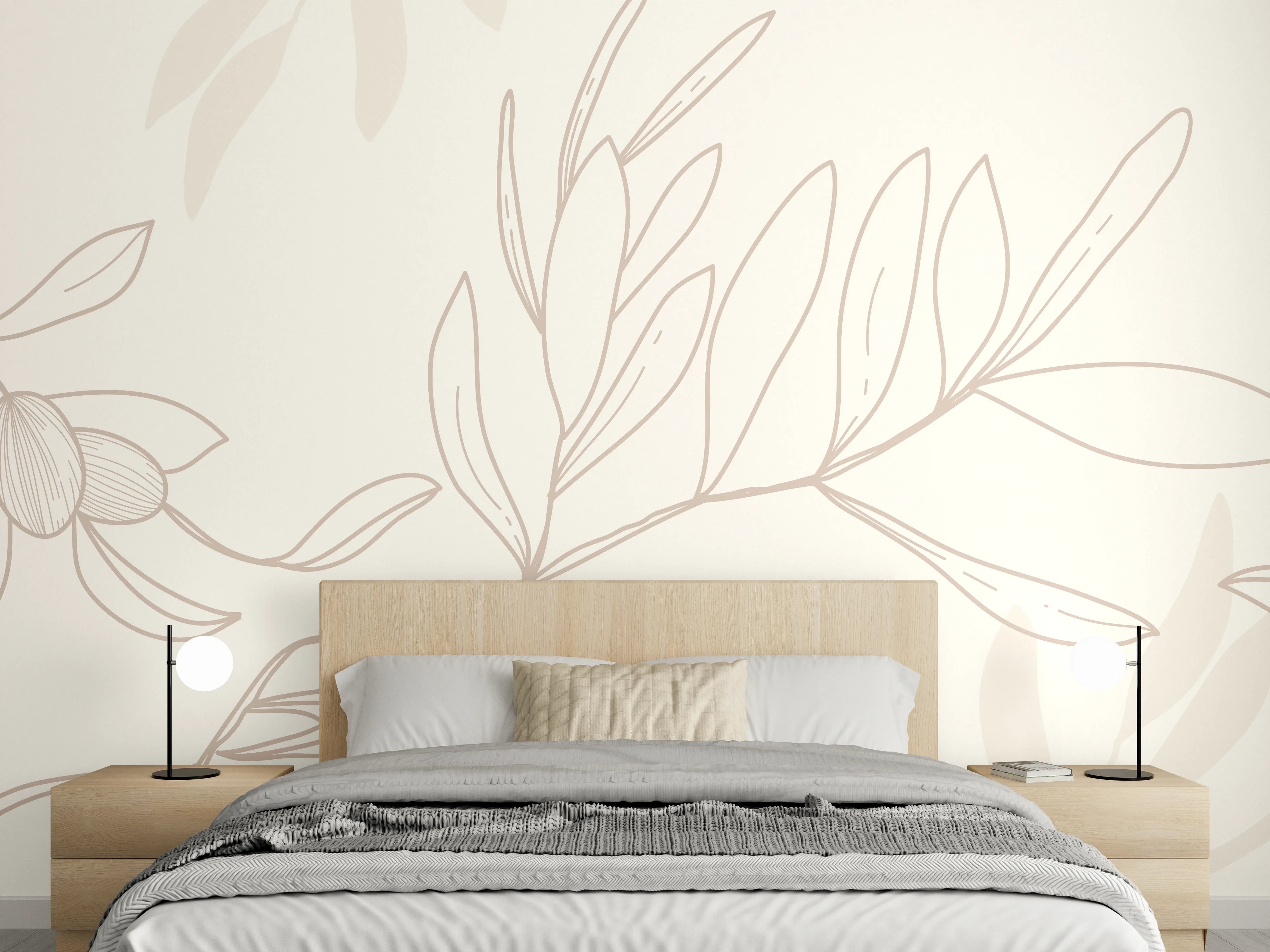Wandverkleidung Schlafzimmer - Beiger Olivenzweig