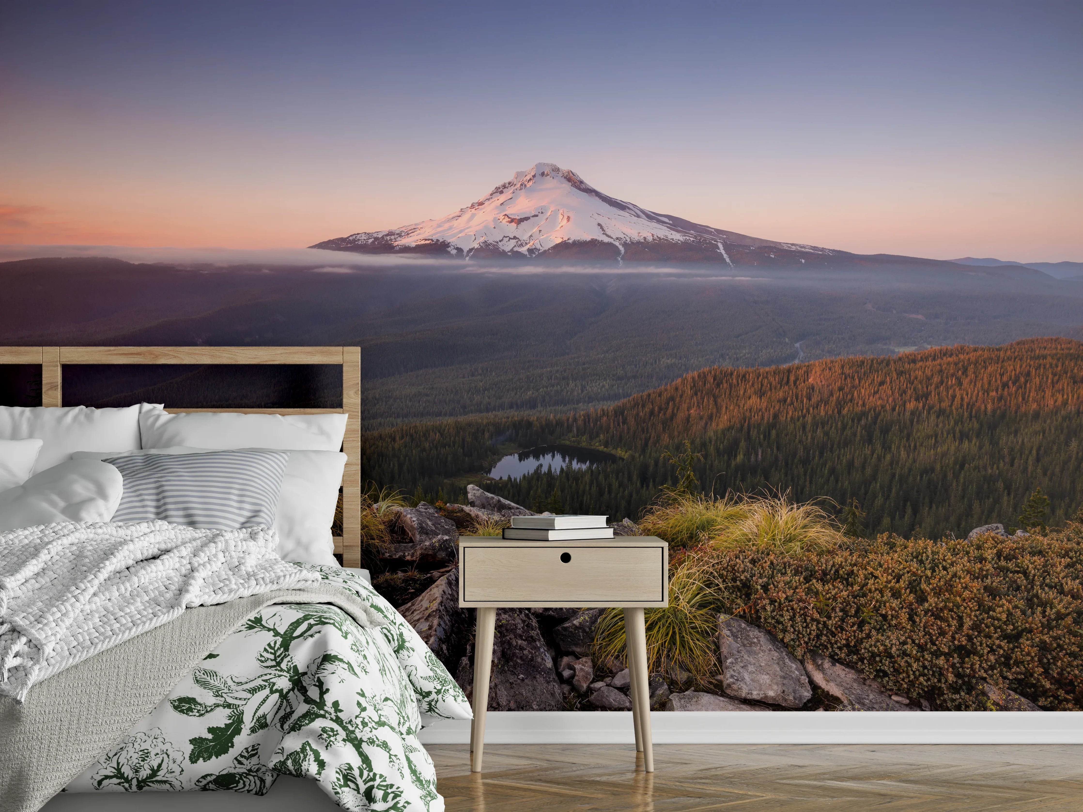 Wandverkleidung Schlafzimmer - Bergpanorama Natur Landschaft Sonnenaufgang