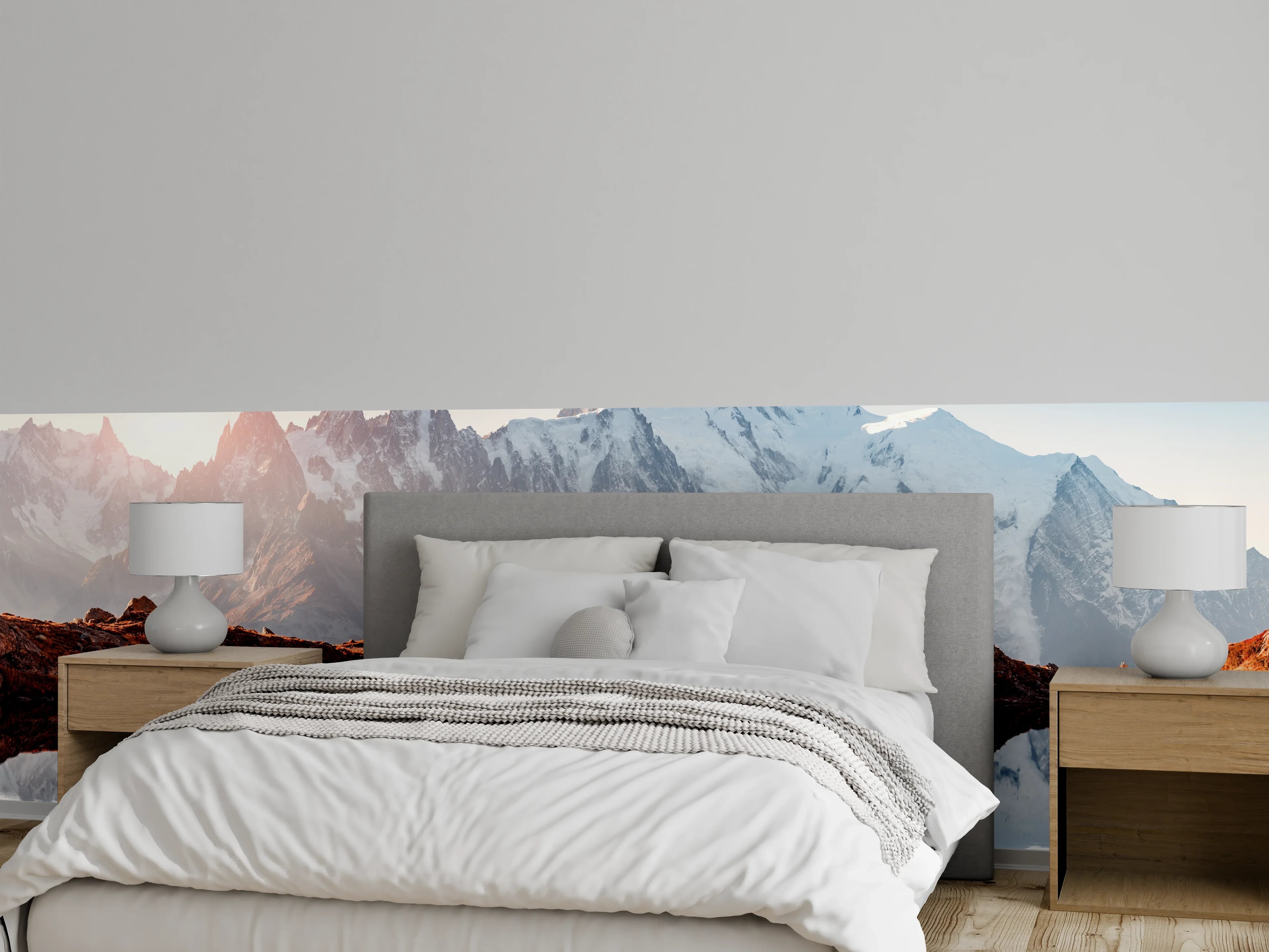 Wandverkleidung Schlafzimmer - Bergsee Panorama Wandbild Natur