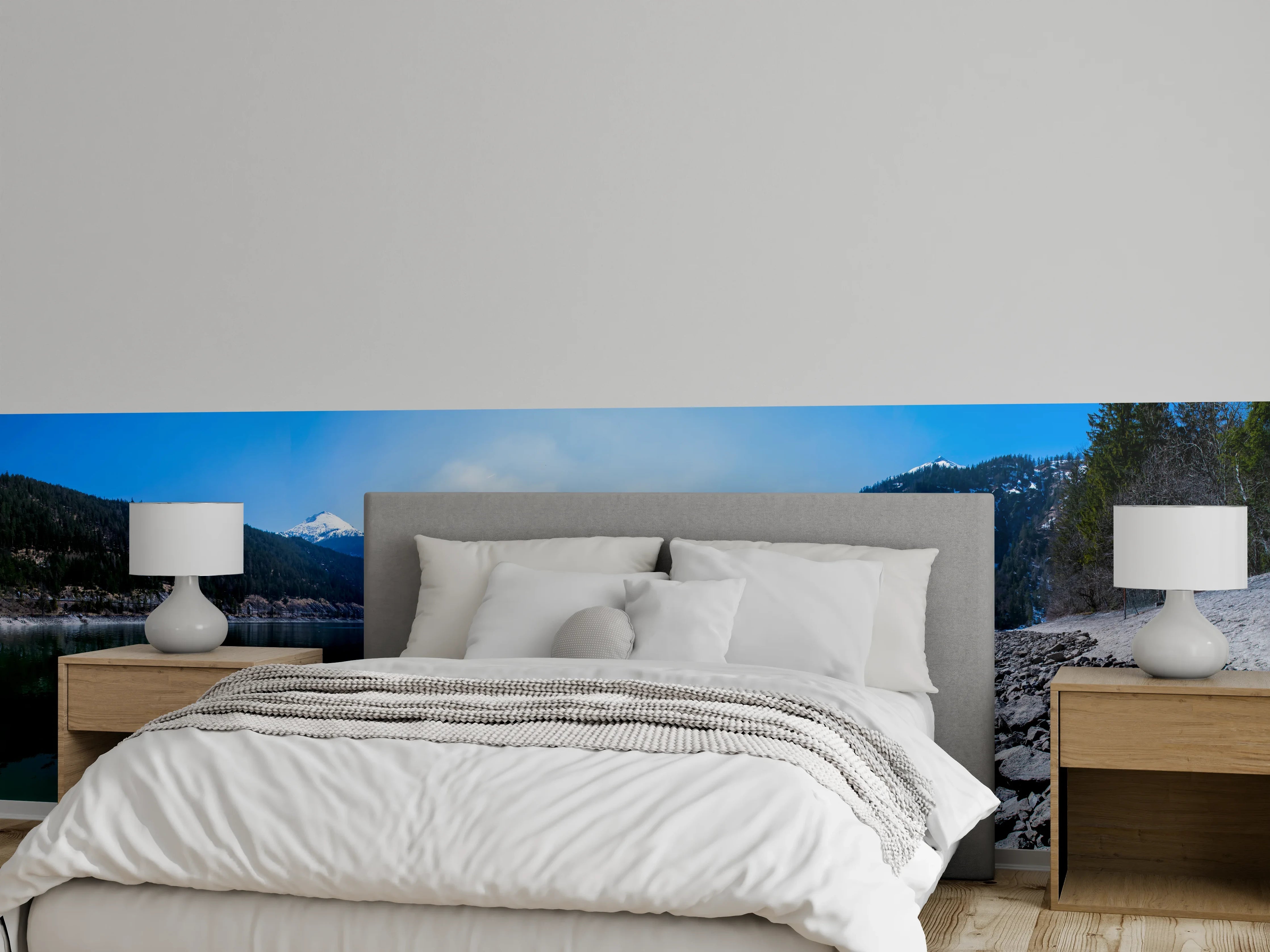 Wandverkleidung Schlafzimmer - Bergsee Panorama – Ruhe & Natur