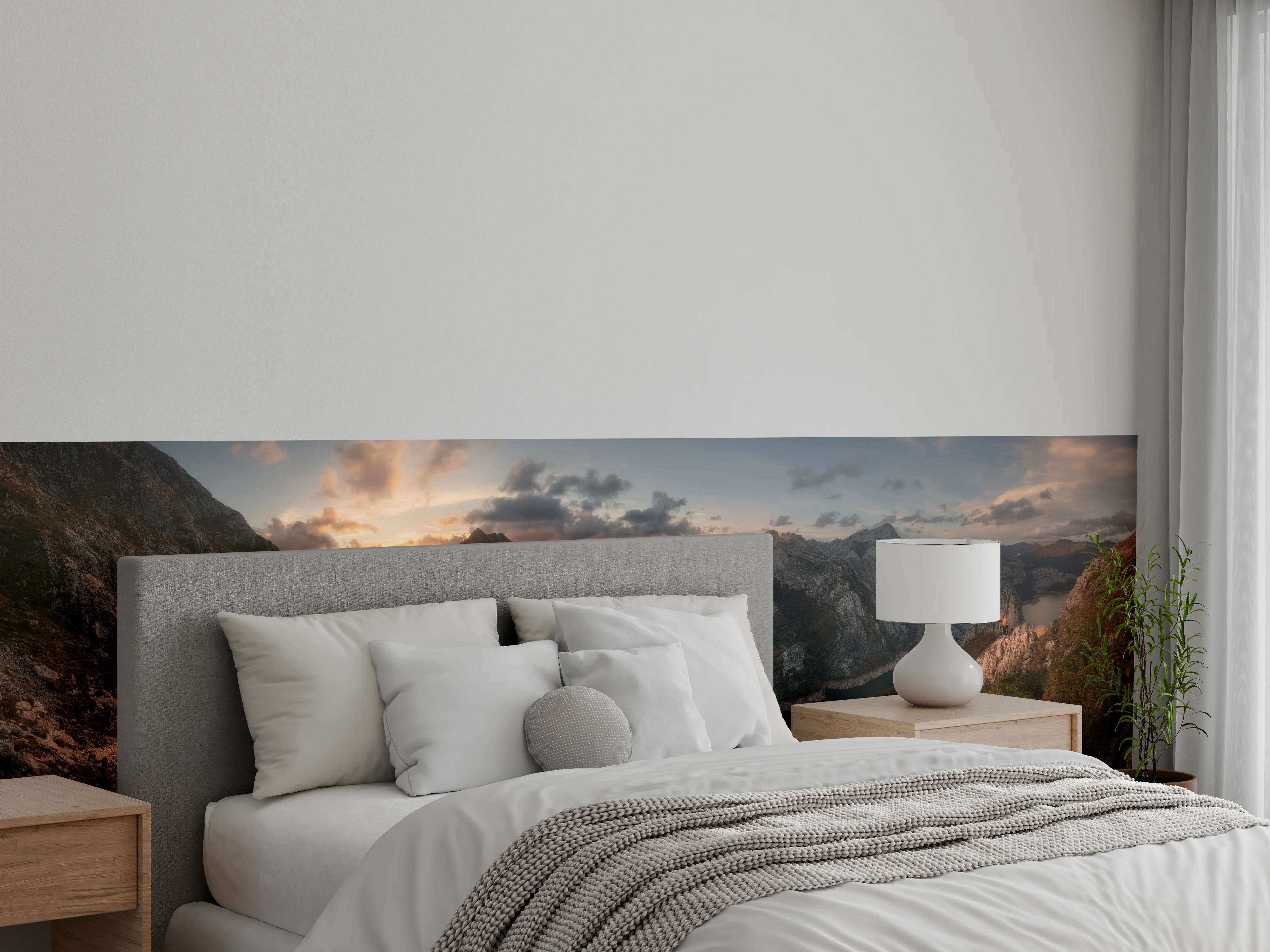 Wandverkleidung Schlafzimmer - Bergsee Sonnenuntergang Panorama Natur